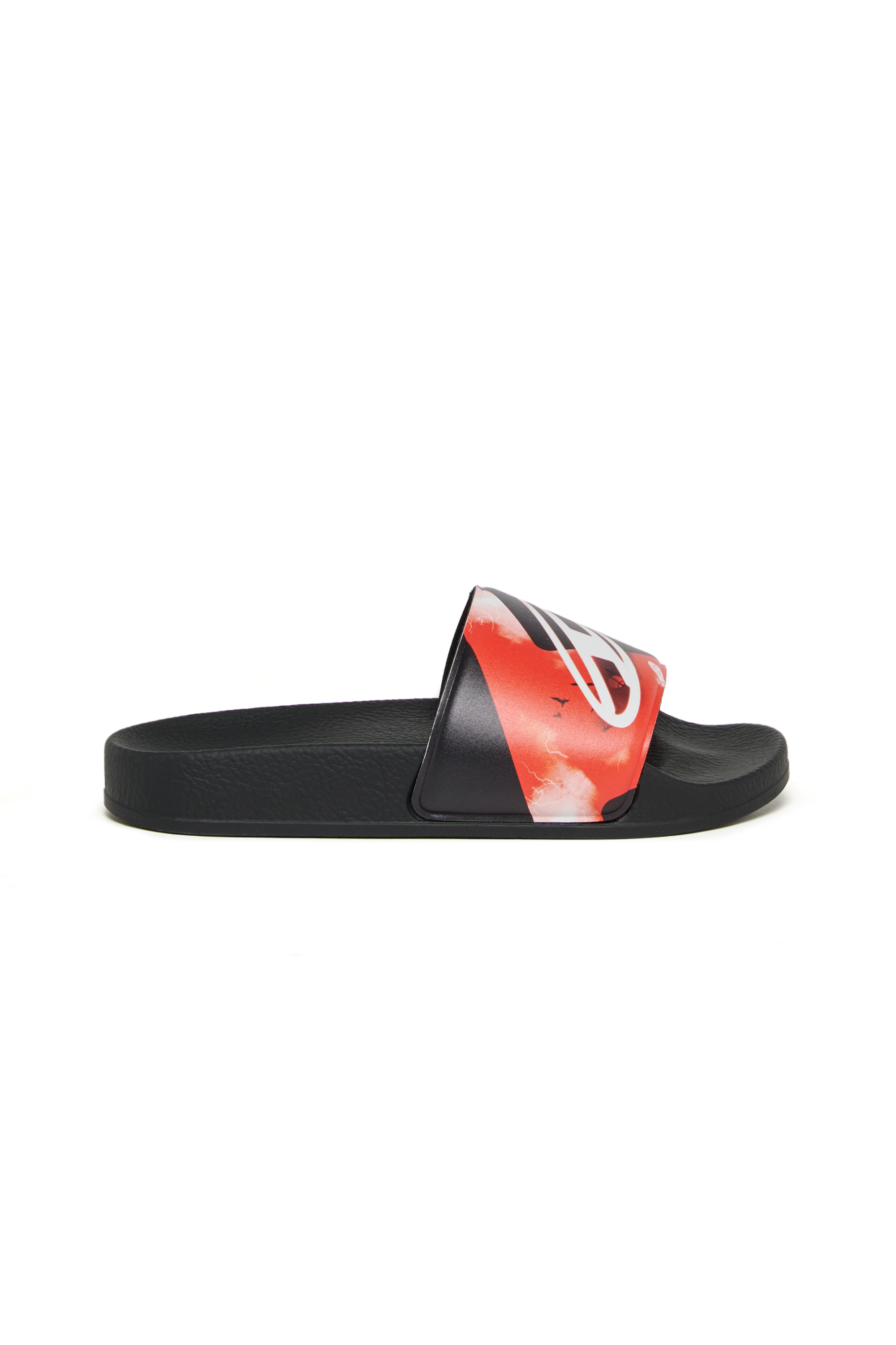 Diesel - SA-BWDIGF, Unisex SA-BWDIGF-Slides mit verzogenem Logo in Schwarz - 1