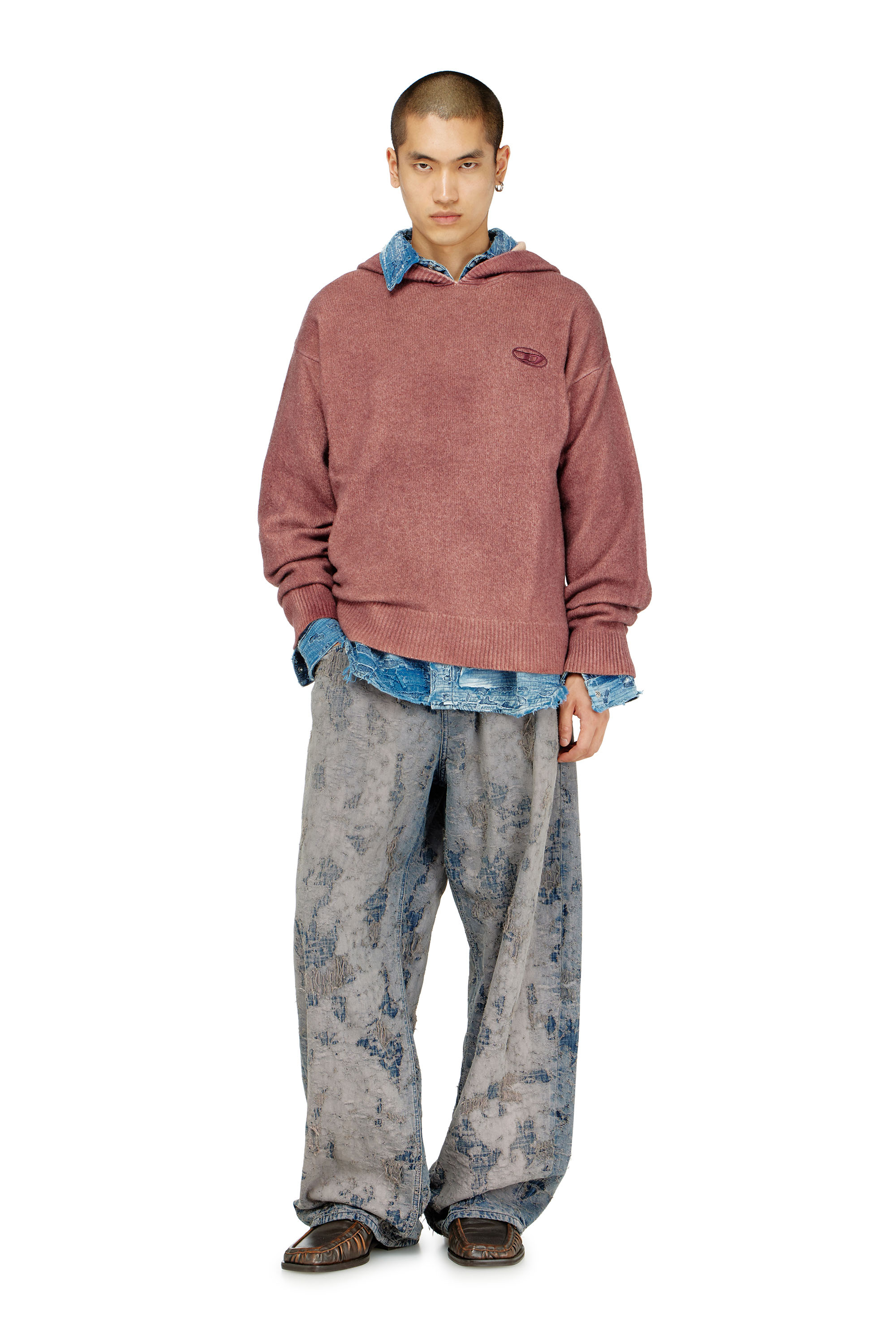 Diesel - K-PICKLED, Herren Doppelt gef&auml;rbtes Hoodie aus Wollmischstrick in null - 1
