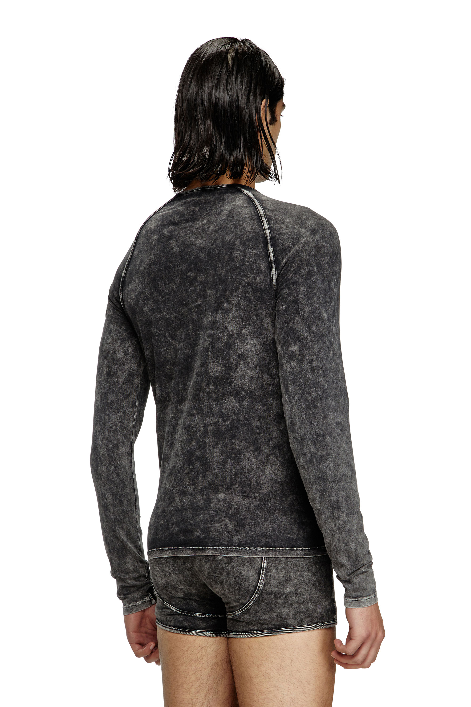 Diesel - EFREM-DNM, Herren Langarm-T-Shirt mit Denim-Effekt in Schwarz - 4