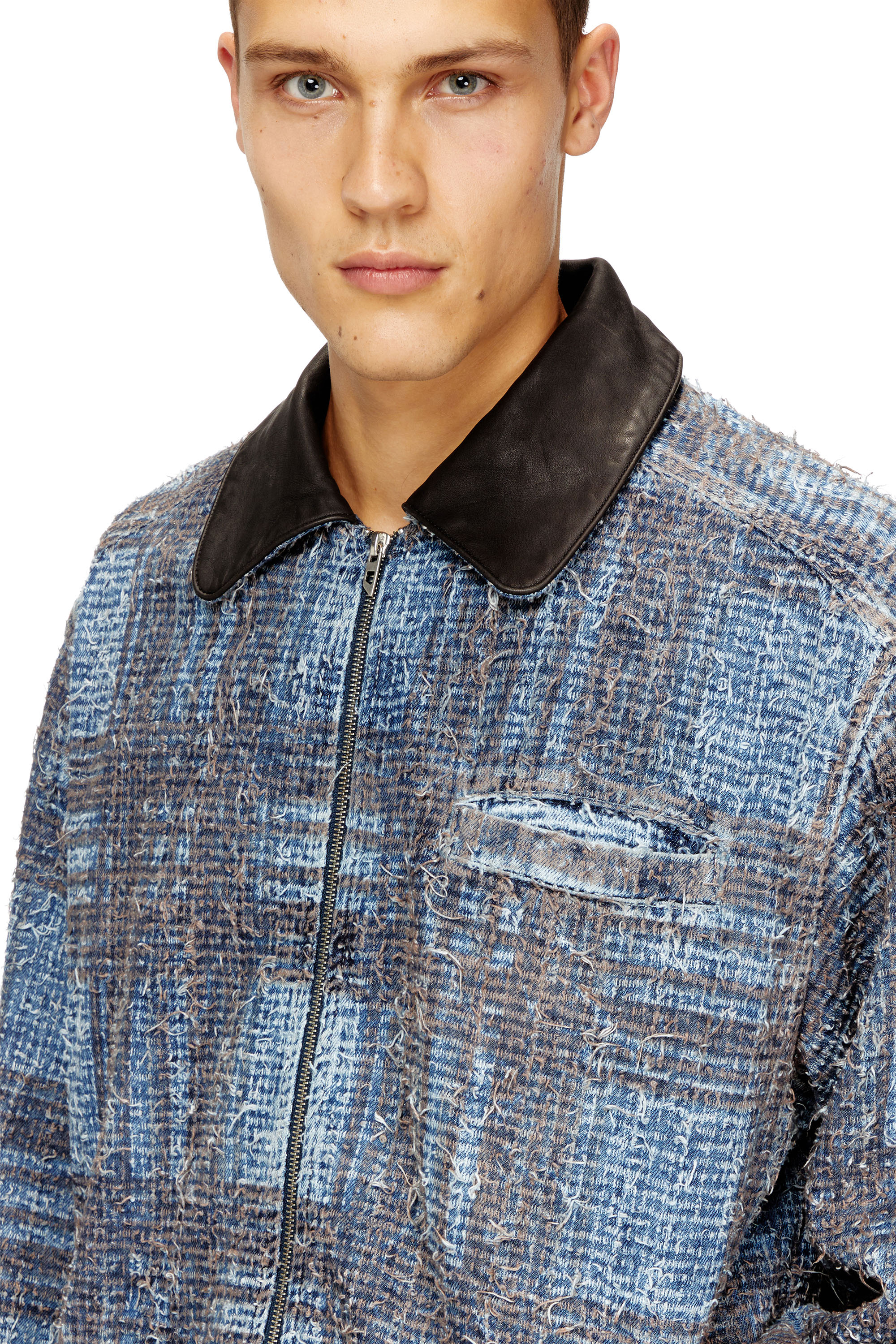 Diesel - D-IVAR-S1, Herren Jacke aus grafischem Bouclé-Denim in null - 4