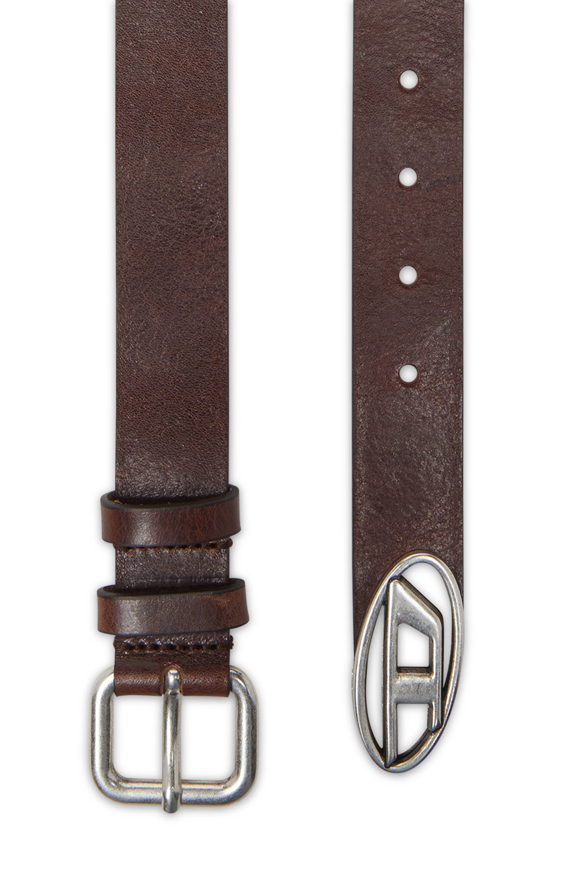 Diesel - B-INLAY, Unisex 2.9cm Gürtel aus Leder mit oval D-Logo in Braun - 1