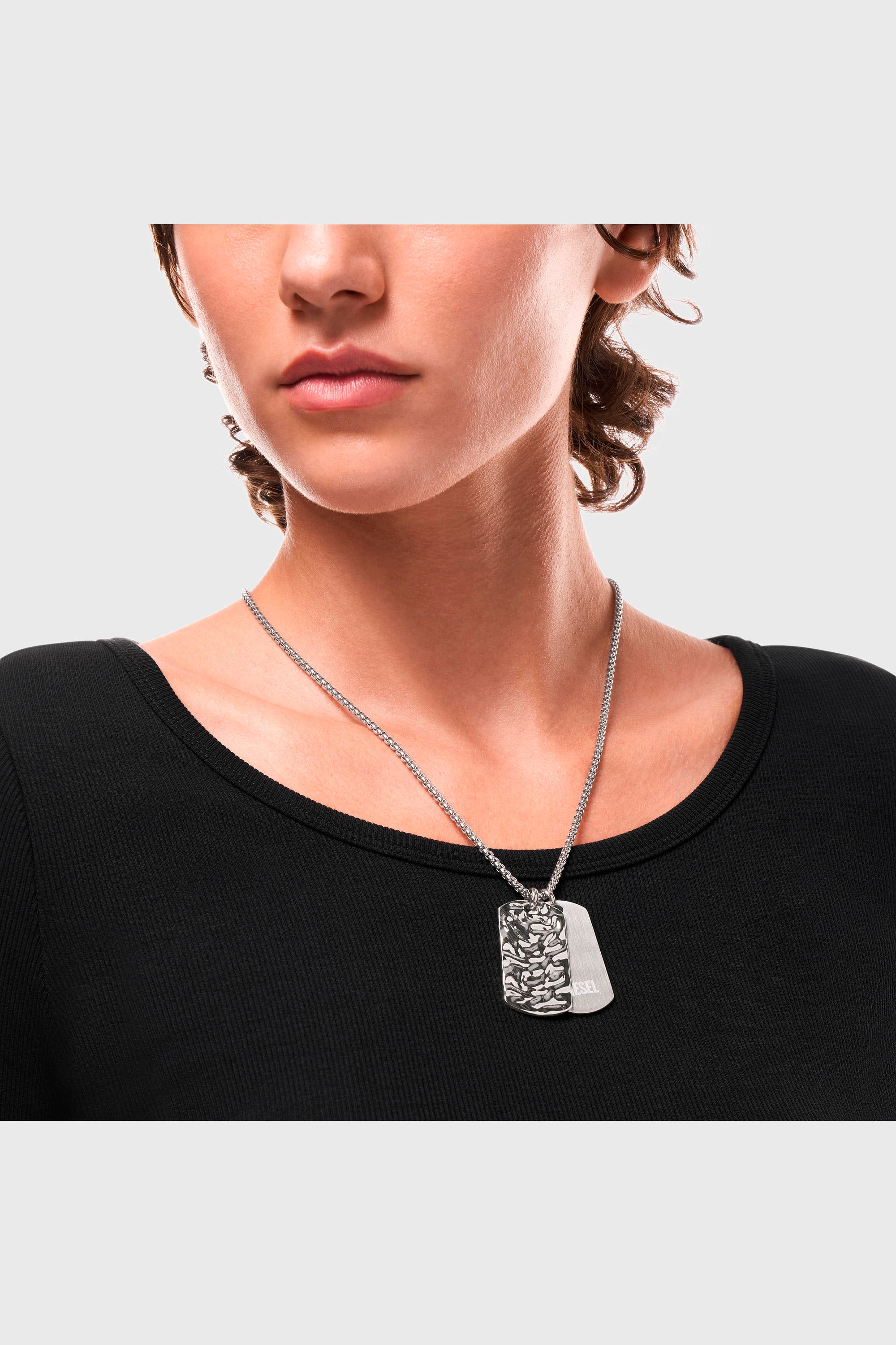 Diesel - DX1735040, Unisex Dog-Tag-Halskette aus Edelstahl in Silber - 3