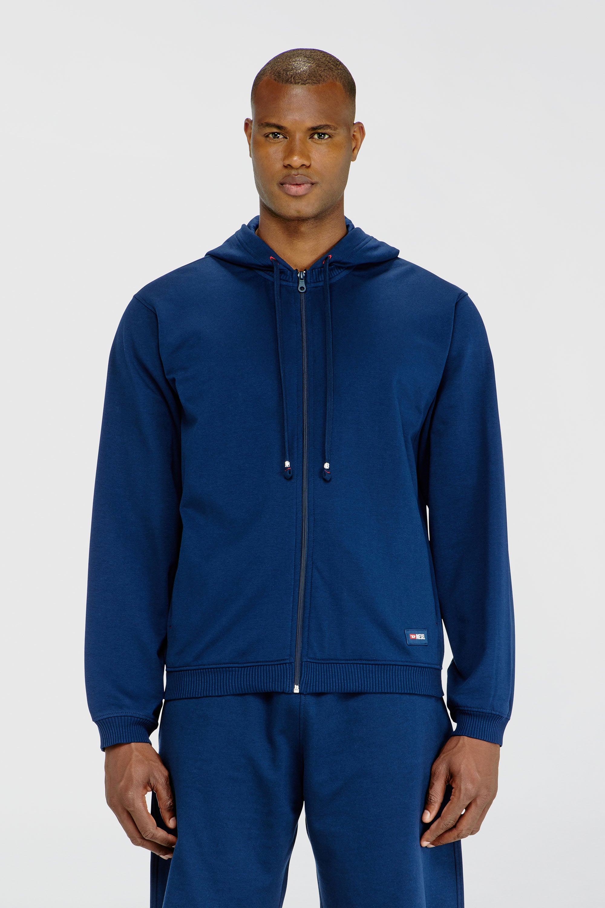 Diesel - JOY-D-CORE, Herren Kapuzenpullover aus aufgerauter Baumwollmischung in Blau - 1