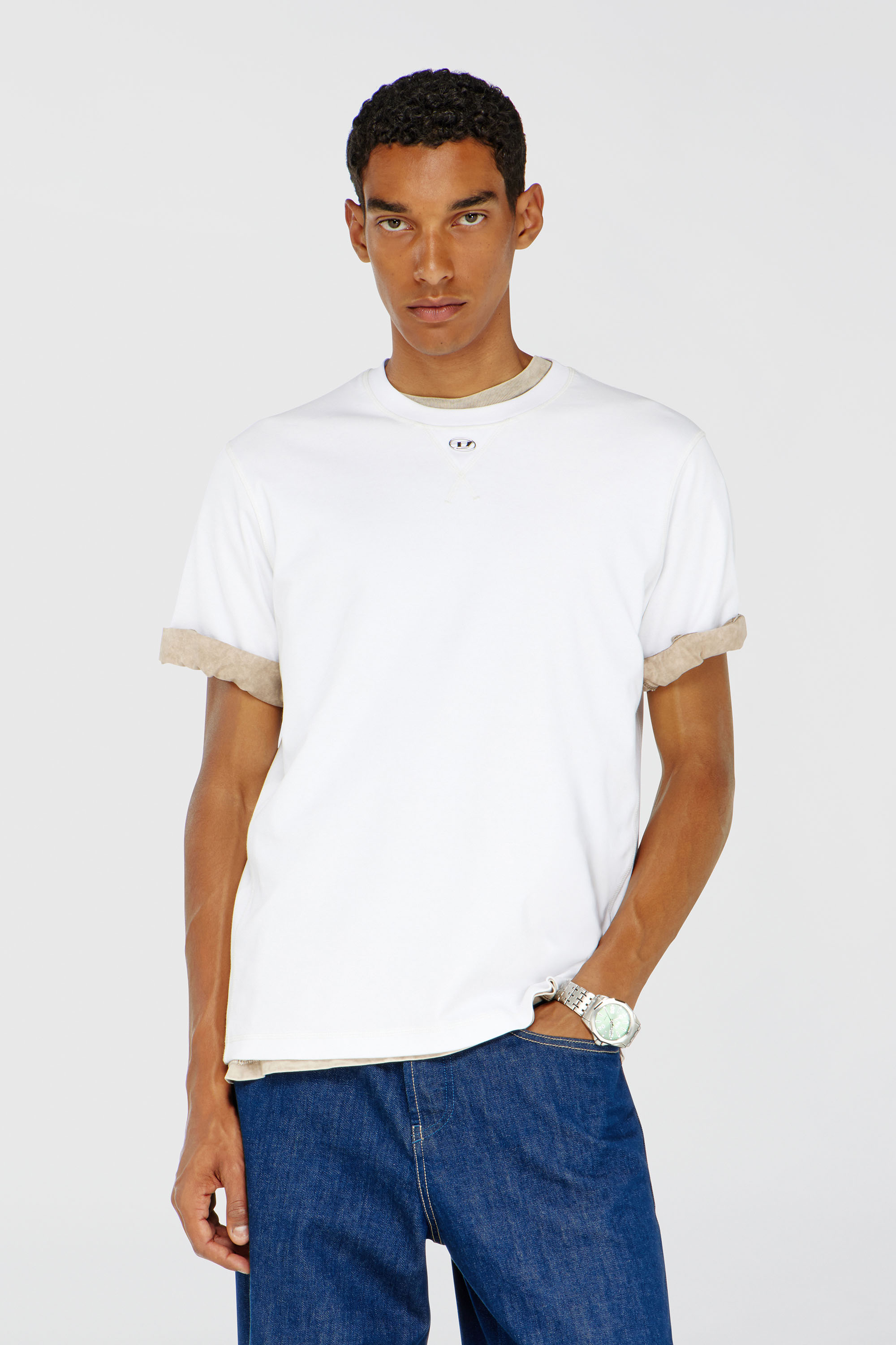 Diesel - T-MADJUST-TR, Herren Regul&auml;res T-Shirt mit Rundhalsausschnitt und ovalem D in Wei&szlig; - 3