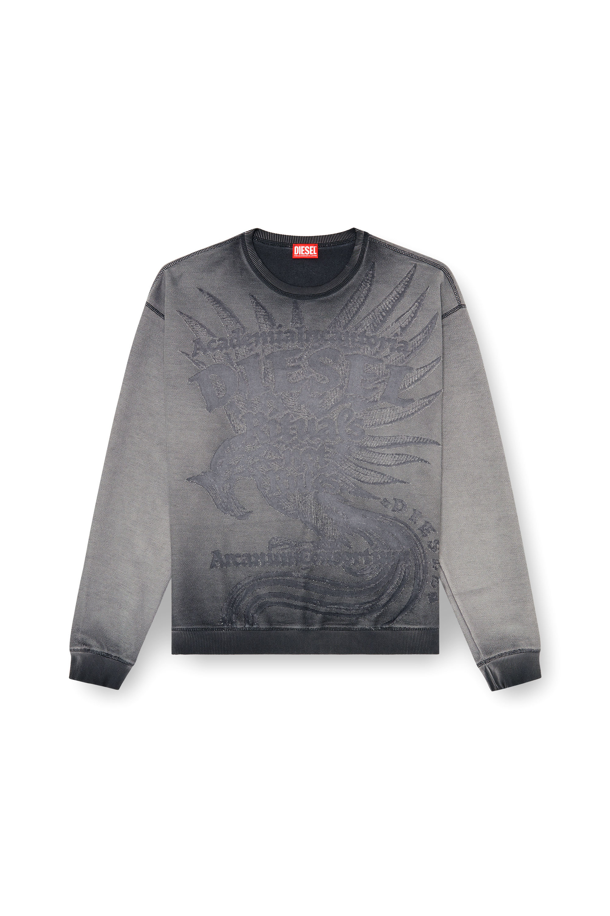Diesel - S-ARON-RAW, Herren Sweatshirt mit d&eacute;vor&eacute;-Print in Dunkelgrau - 3