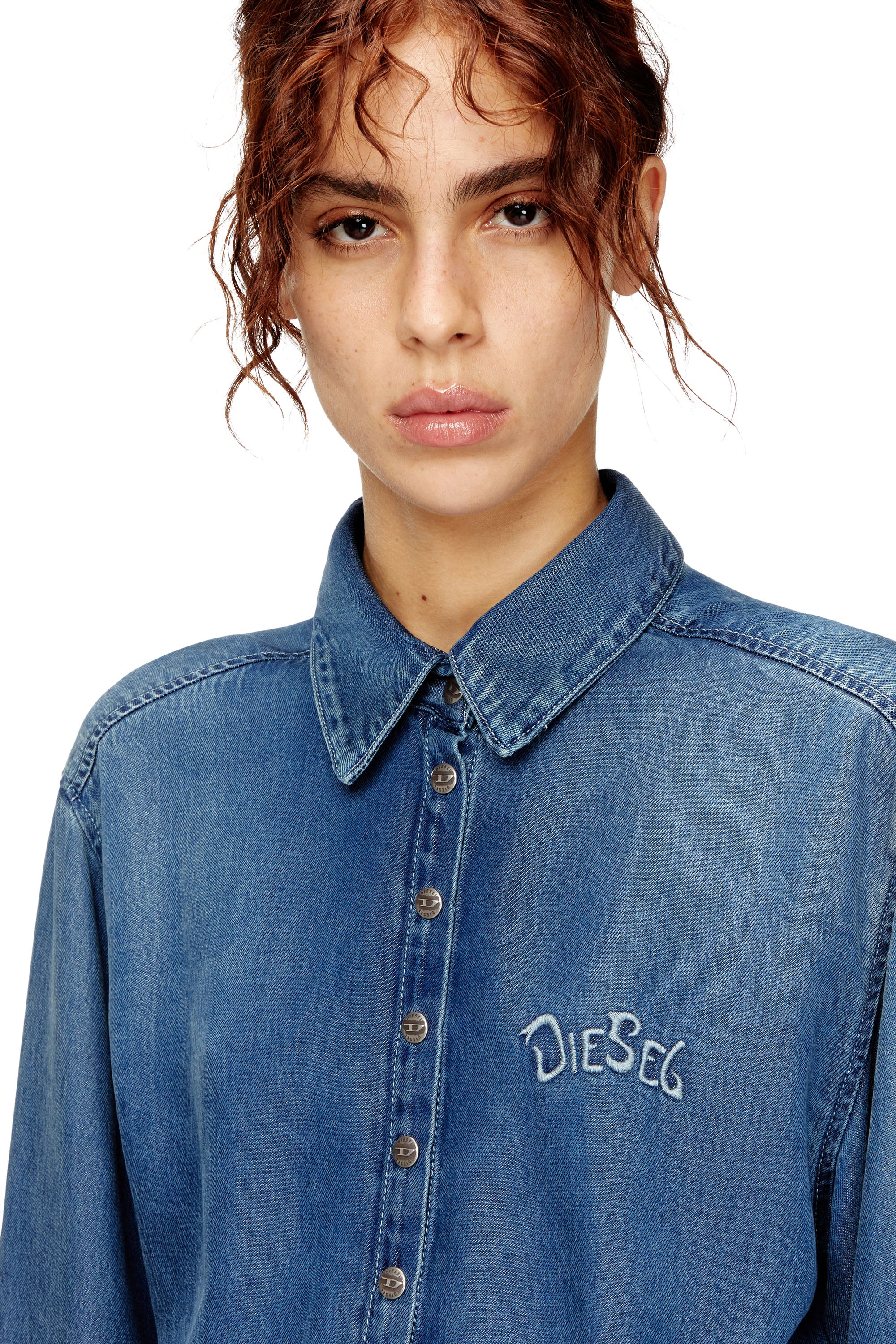 Diesel - DE-DREVIA-S, Damen Jeanskleid mit R&uuml;ckenstickerei in Blau - 4