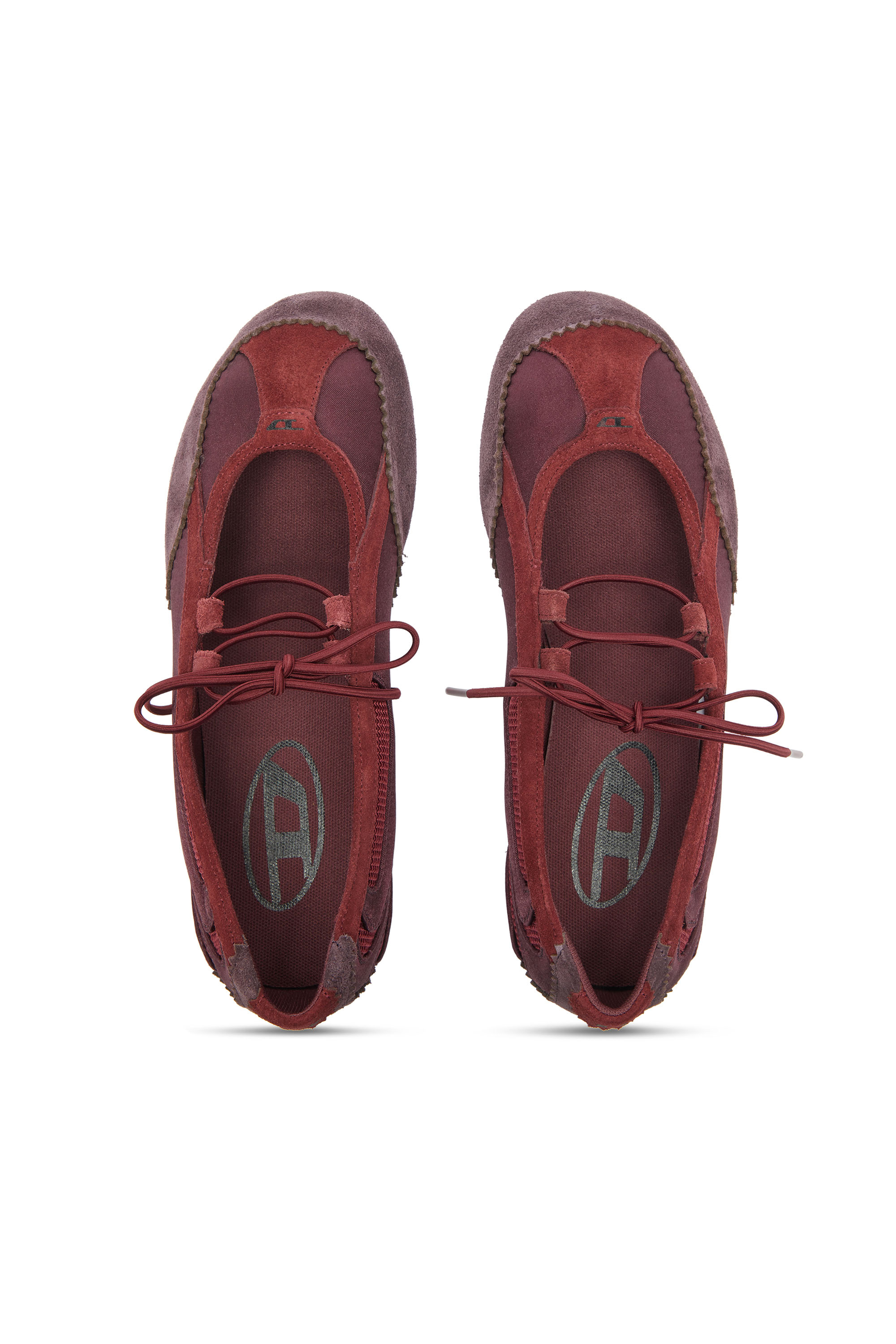 Diesel - D-MILE BALLERINA LACE UP II W, Damen D-Mile &ndash; Ballerinaschn&uuml;rschuhe aus Leder und Mesh in Burgunderrot - 4
