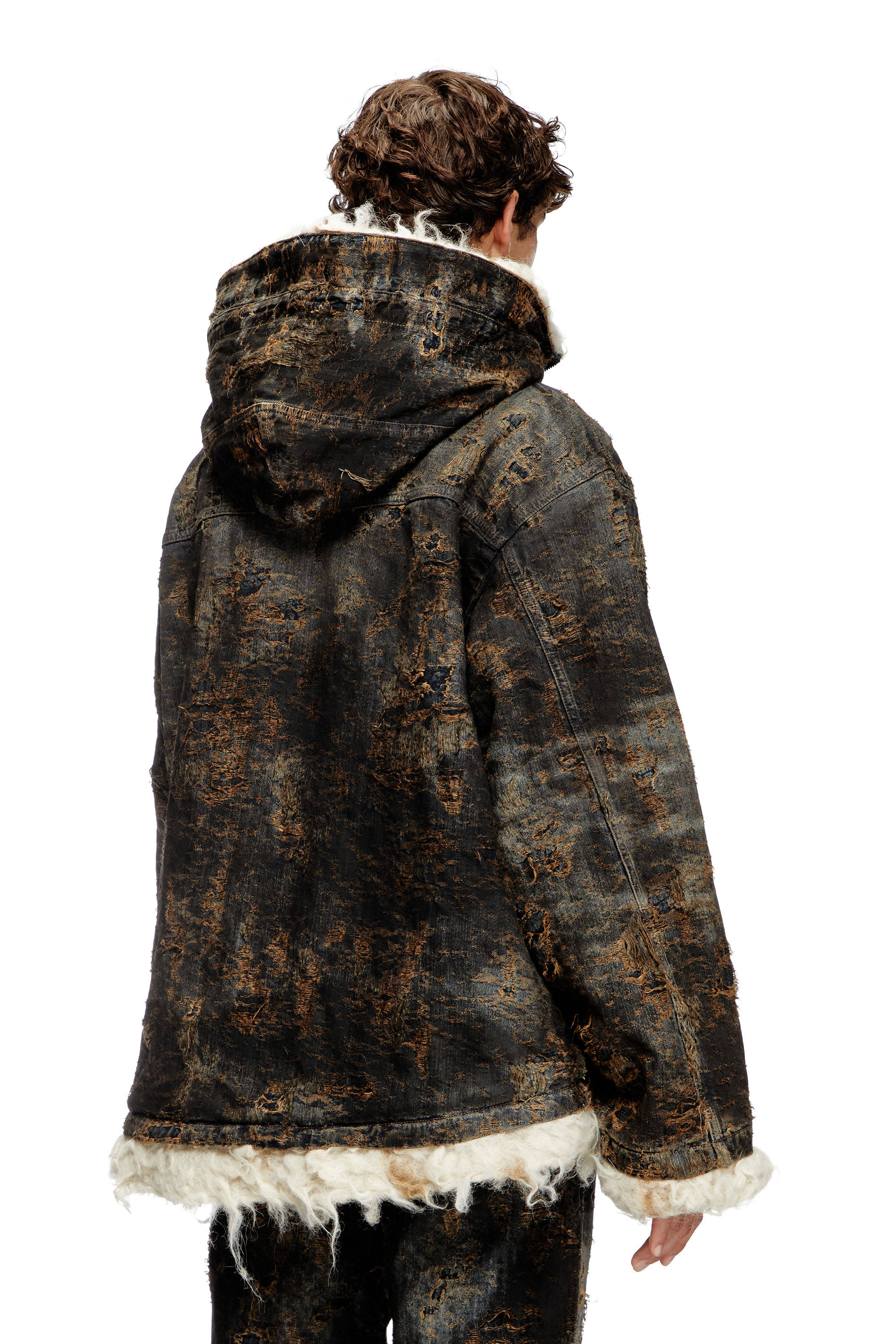 Diesel - D-ARAK-FSF, Unisex Anorak aus beschichtetem Jacquard-Denim in Schwarz/Dunkelgrau - 2