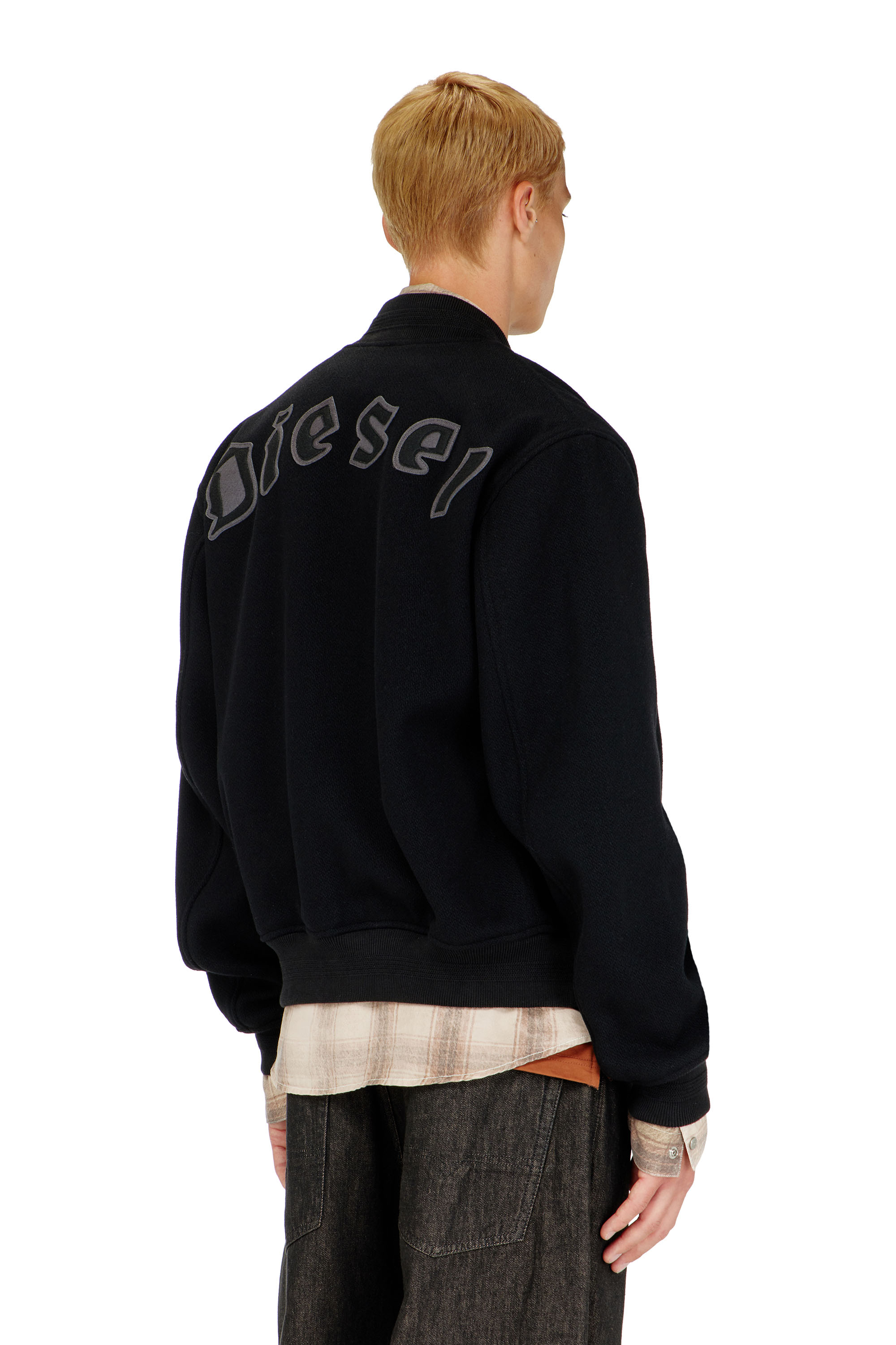 Diesel - J-ARRY-WRD, Herren Bomberjacke aus Wollmischung in Filzoptik in Schwarz - 4