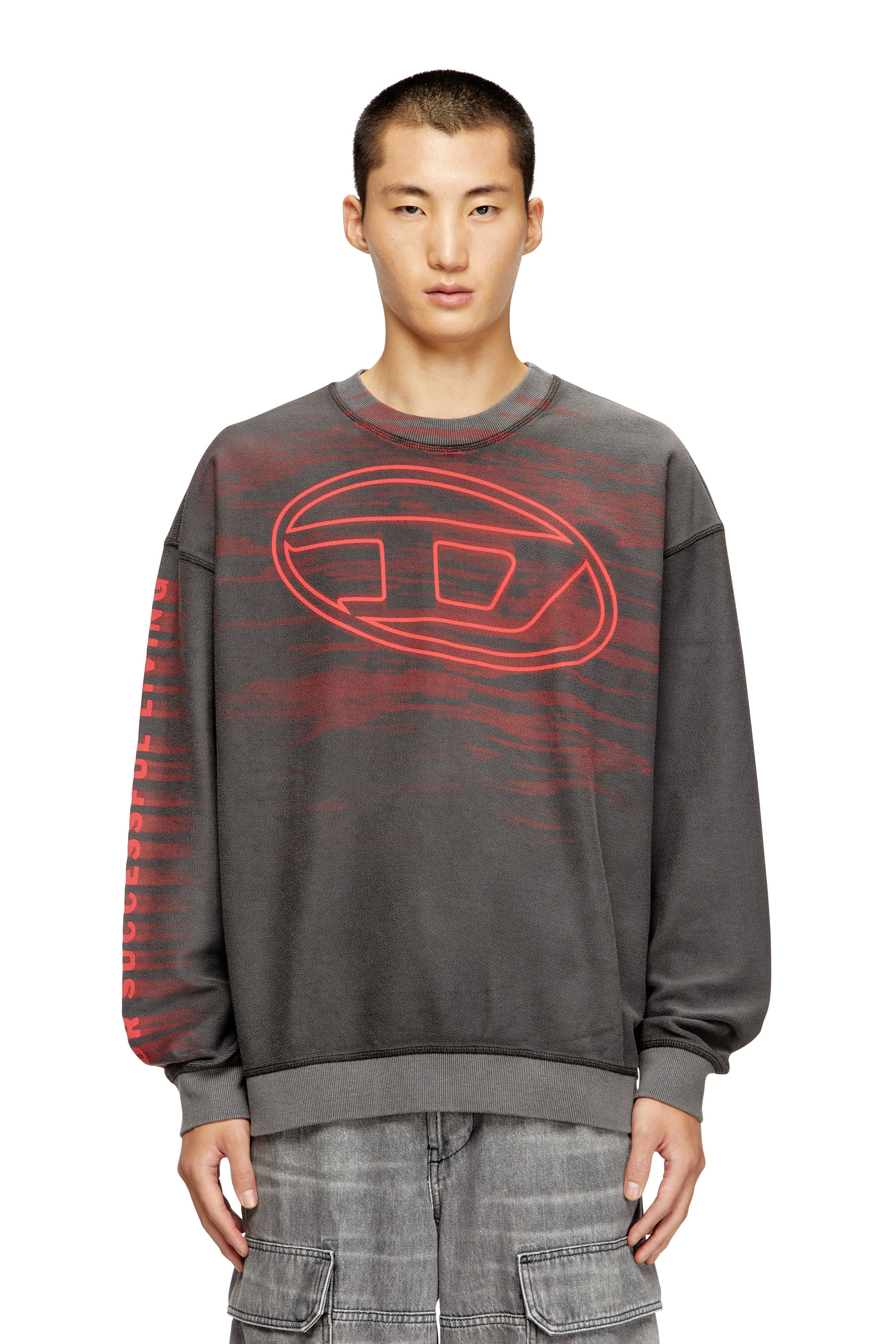 Diesel - S-BOXT-T1, Herren Baumwoll-Sweatshirt mit Oval-D-Druck in Dunkelgrau - 1