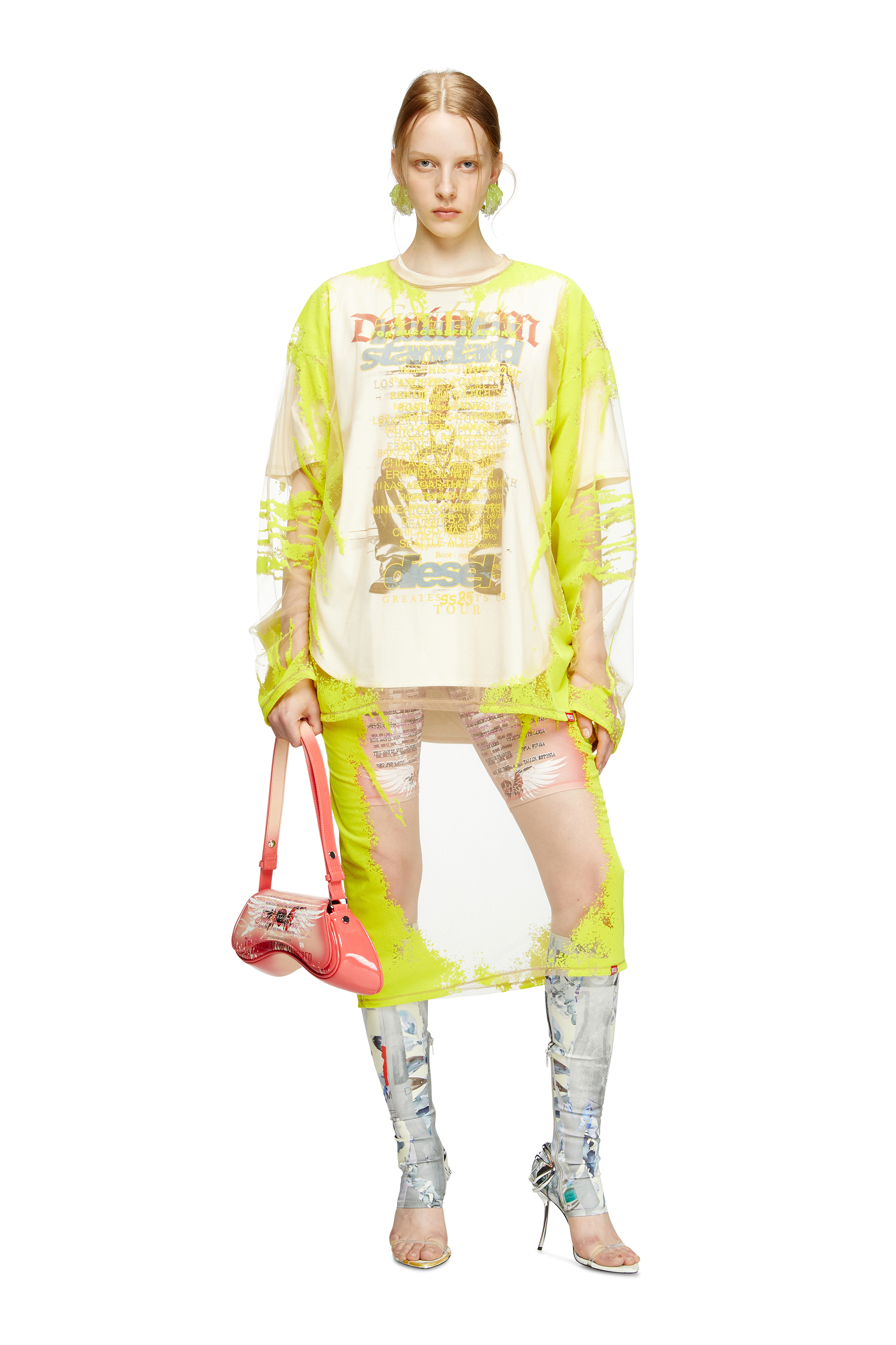 Diesel - PLAY CROSSBODY, Damen Play-Schultertasche mit glänzendem PU-Print in Rosa - 6