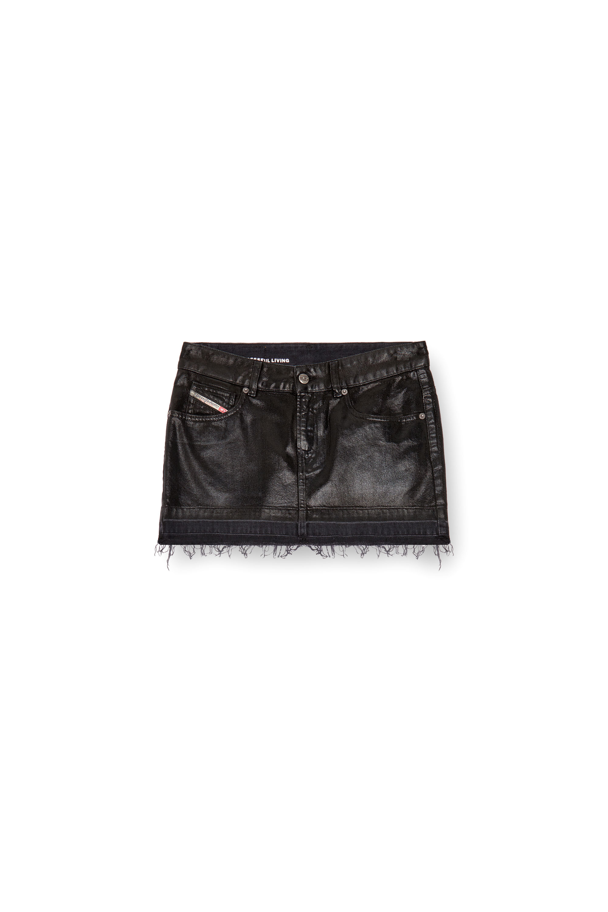 Diesel - DE-RON, Damen Minirock aus beschichtetem Tailoring-Denim in Schwarz - 3