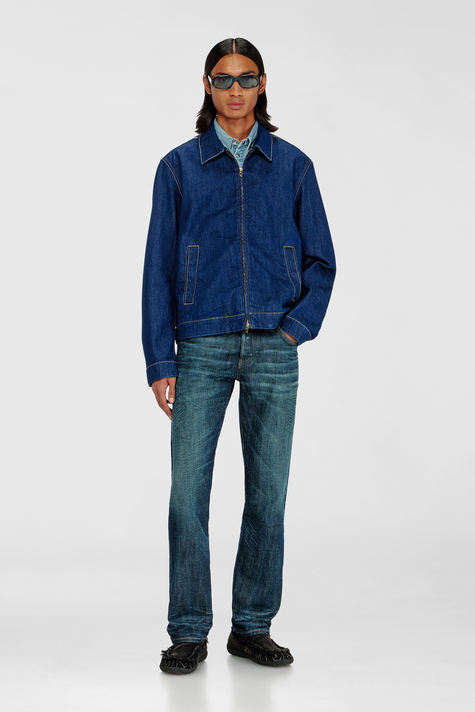 Diesel - D-ROHE, Herren Coach-Jacke aus rinse denim in Mittelblau - 2