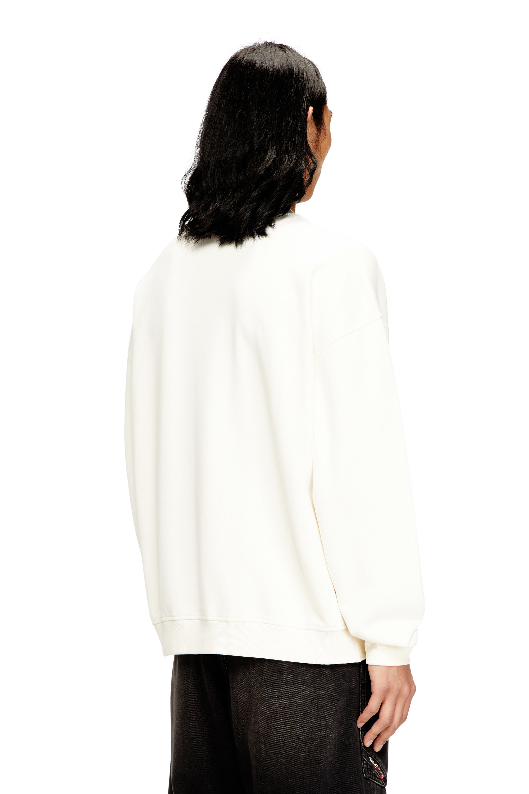 Diesel - S-BOXT-N5, Herren Sweatshirt mit beflocktem Distressed-Logo in Weiss/Schwarz - 4