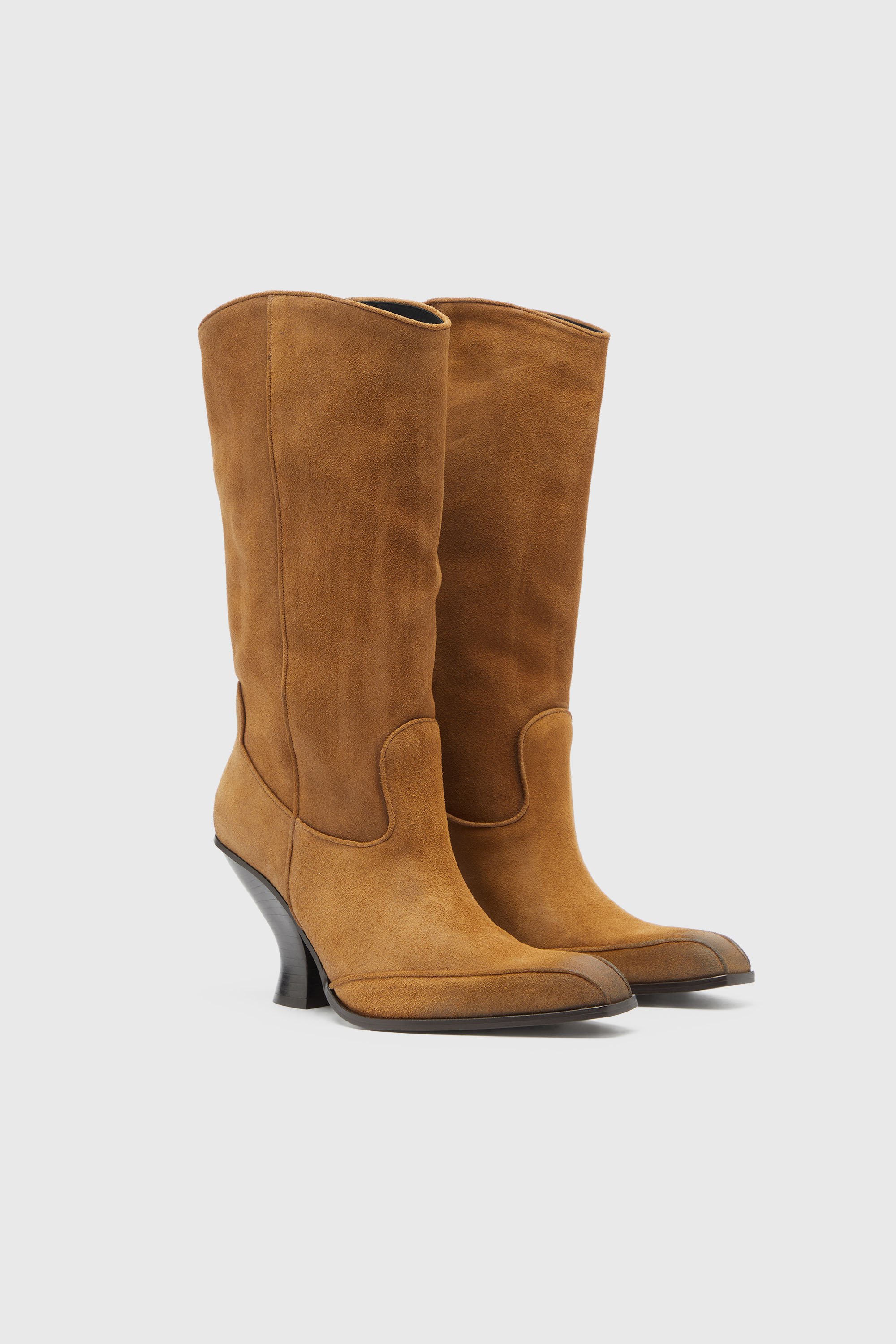 Diesel - D-LUFFY-75-TUBE, Damen D-Luffy - kniehohe Stiefel aus Veloursleder in Camel - 2