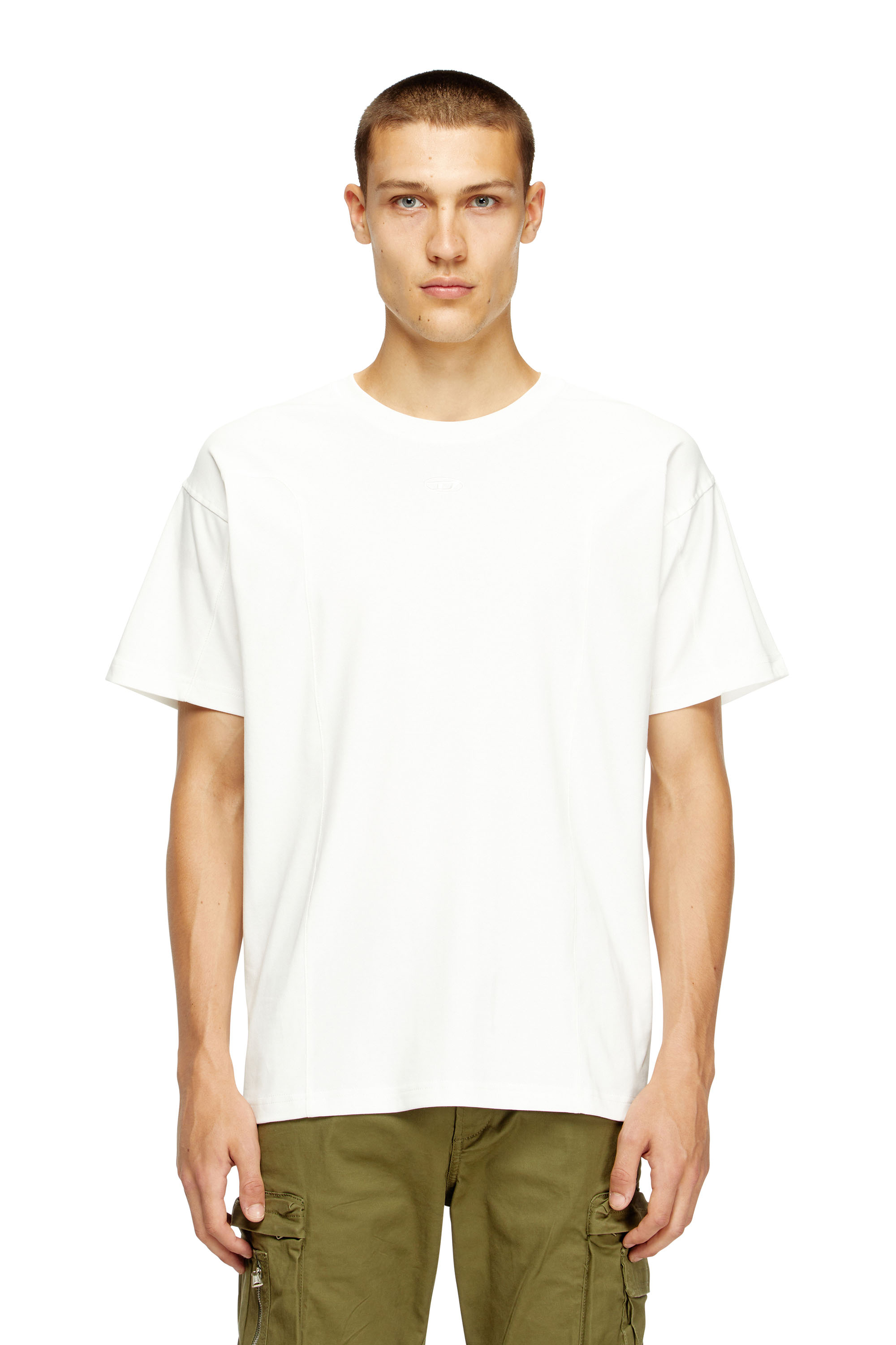Diesel - T-NORM-INT, Herren Kurzarm-T-Shirt mit Einsätzen in Weiß - 1