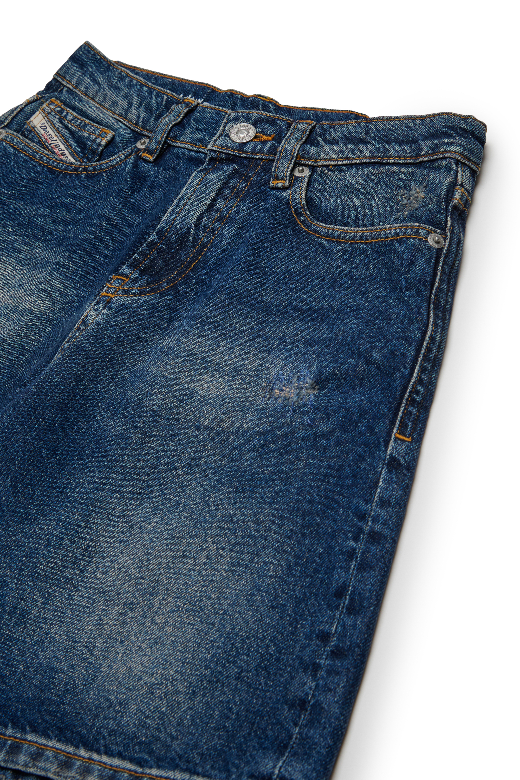 Diesel - D-ARGJX-SHORT-J, Woman's Denim shorts with a used effect in Dark Blue - 3