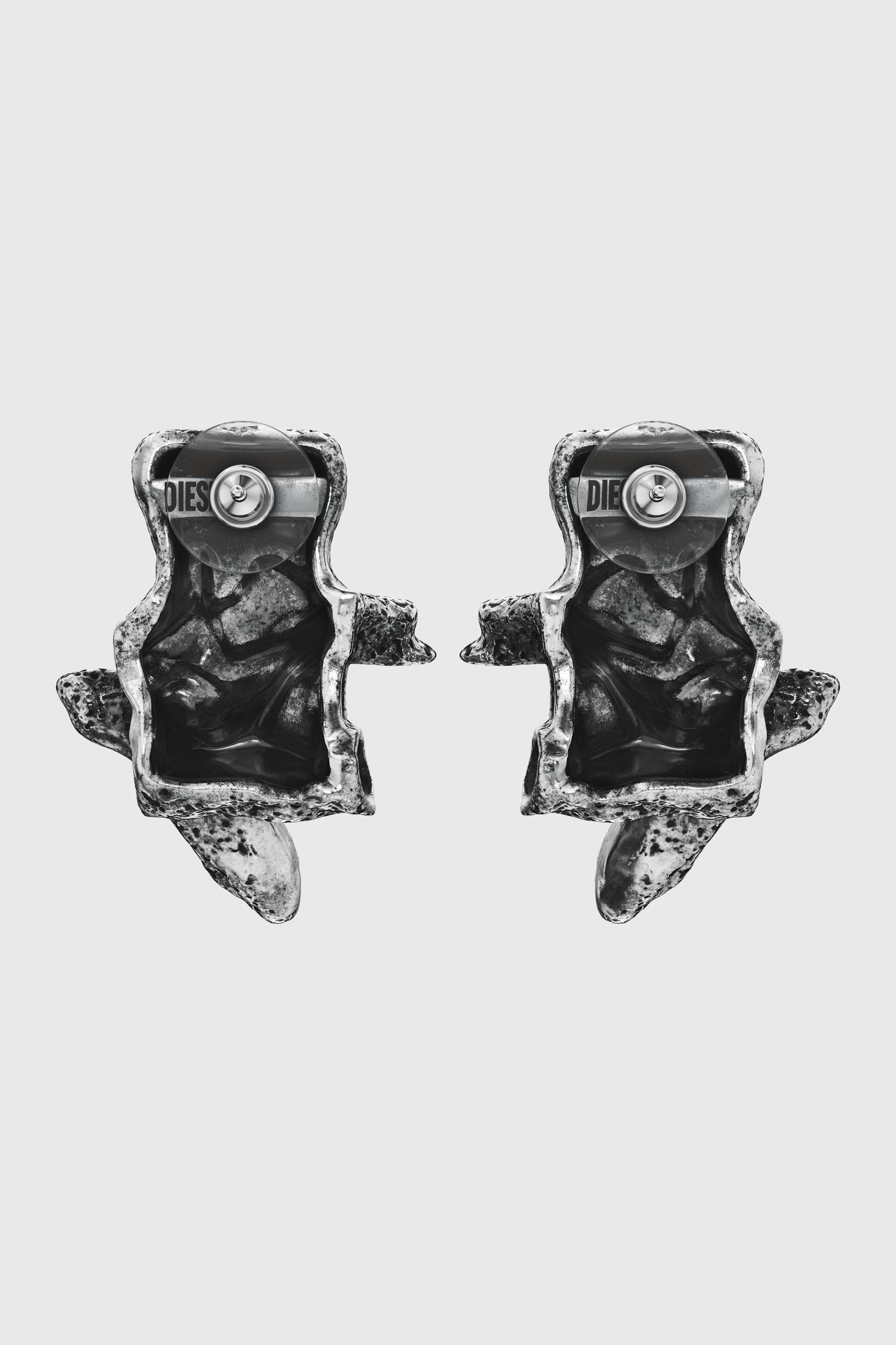 Diesel - DX1710040 JEWELLERY, Unisex Ohrstecker in silberfarben mit Nieten in Dunkelgrau - 3