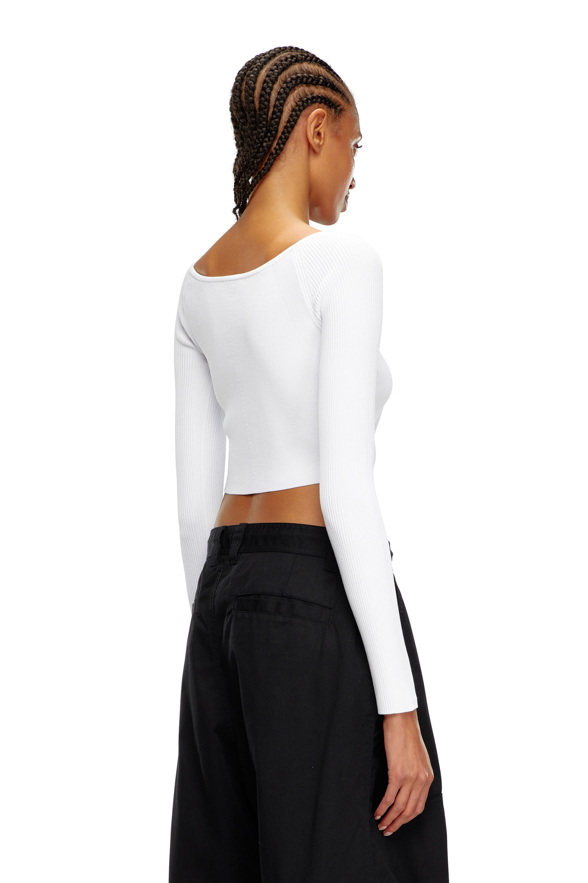 Diesel - M-VERA-LS, Damen Off-the-Shoulder-Top aus Rippstrick in Wei&szlig; - 4