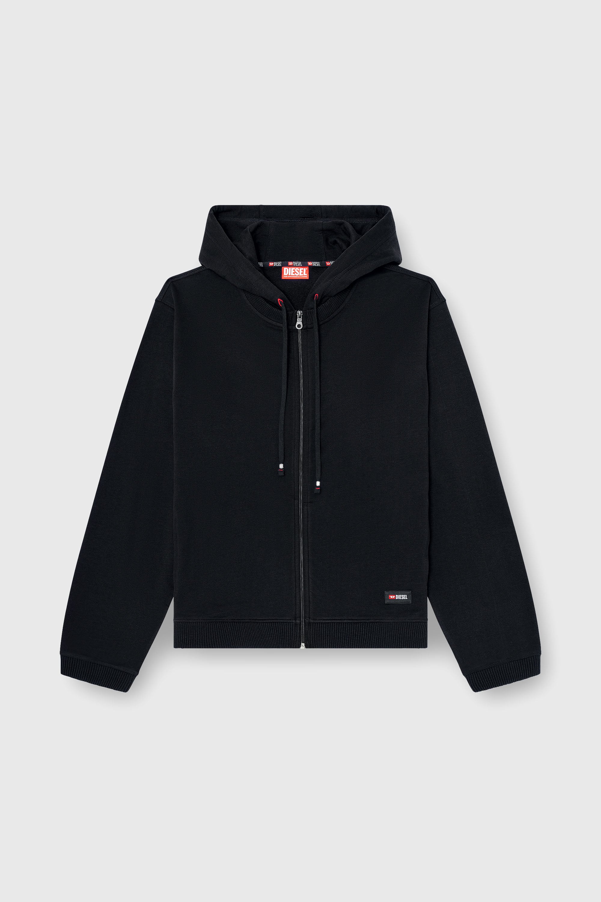 Diesel - JOY-D-CORE, Herren Kapuzenpullover aus aufgerauter Baumwollmischung in Schwarz - 2