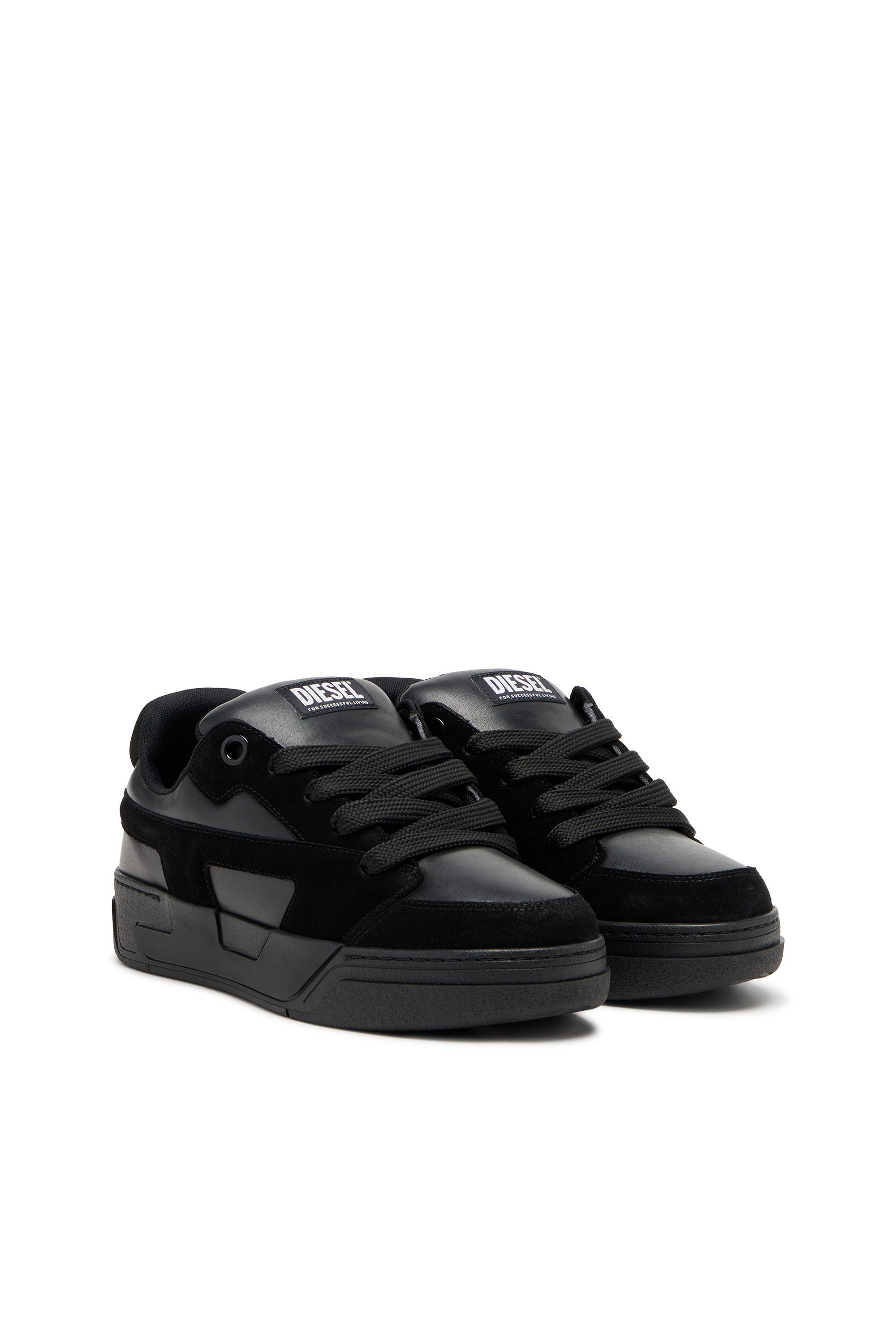 Diesel - S-D-OLLIE LOW, Herren D-Ollie-Monochrome Sneaker aus Wildleder und Leder in Schwarz - 2