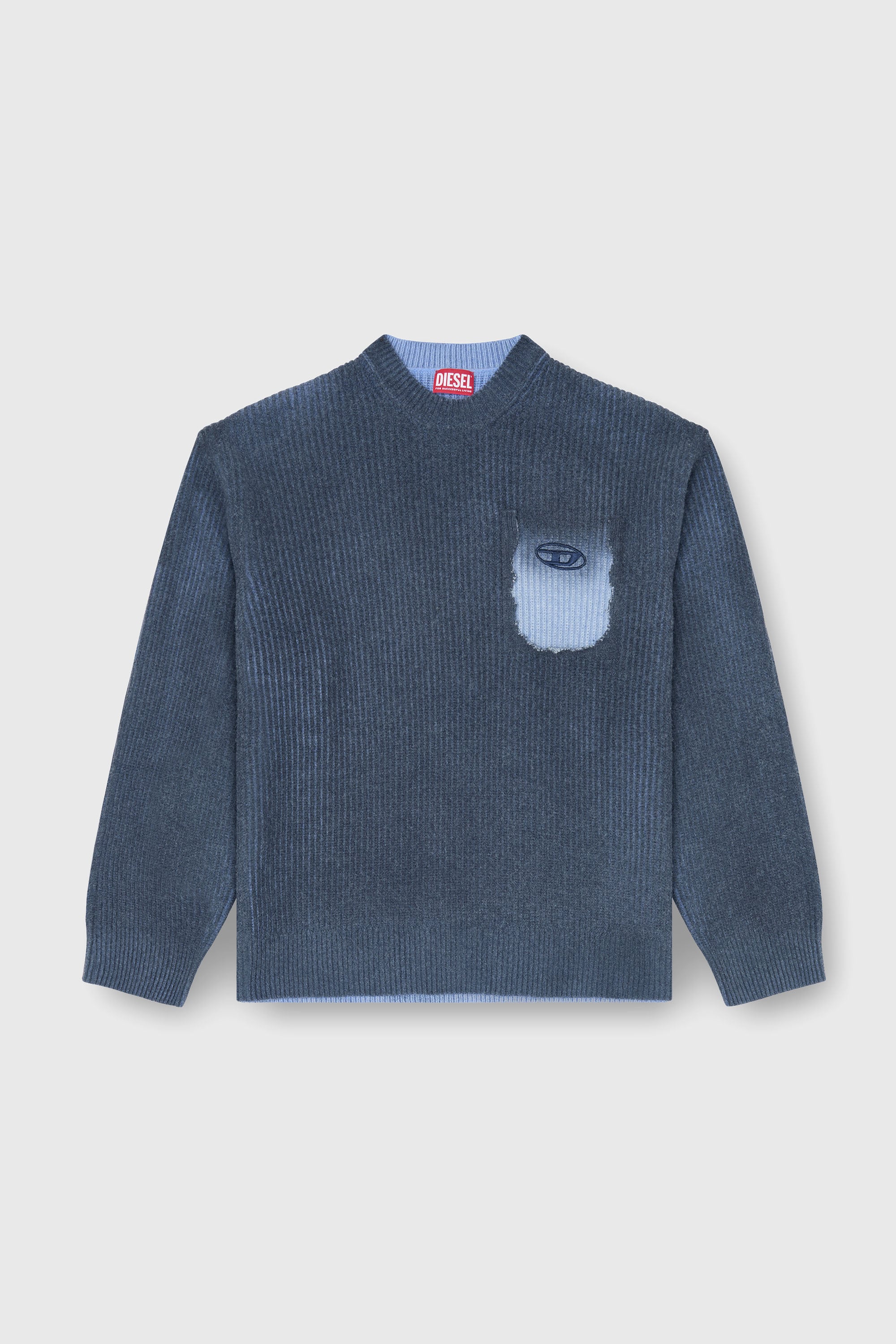 Diesel - K-PICKLER, Herren Pullover aus Wollmischung mit Zier-Brusttasche in Dunkelblau - 2