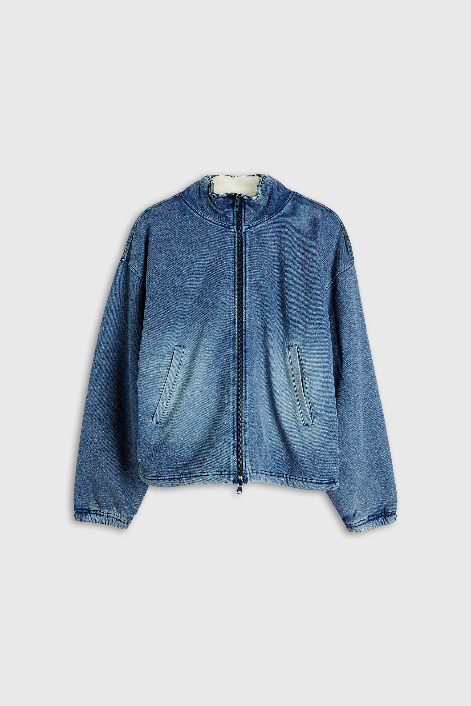 Diesel - G-LEAMY, Damen Sweatjacke mit Denim-Effekt in Mittelblau - 2