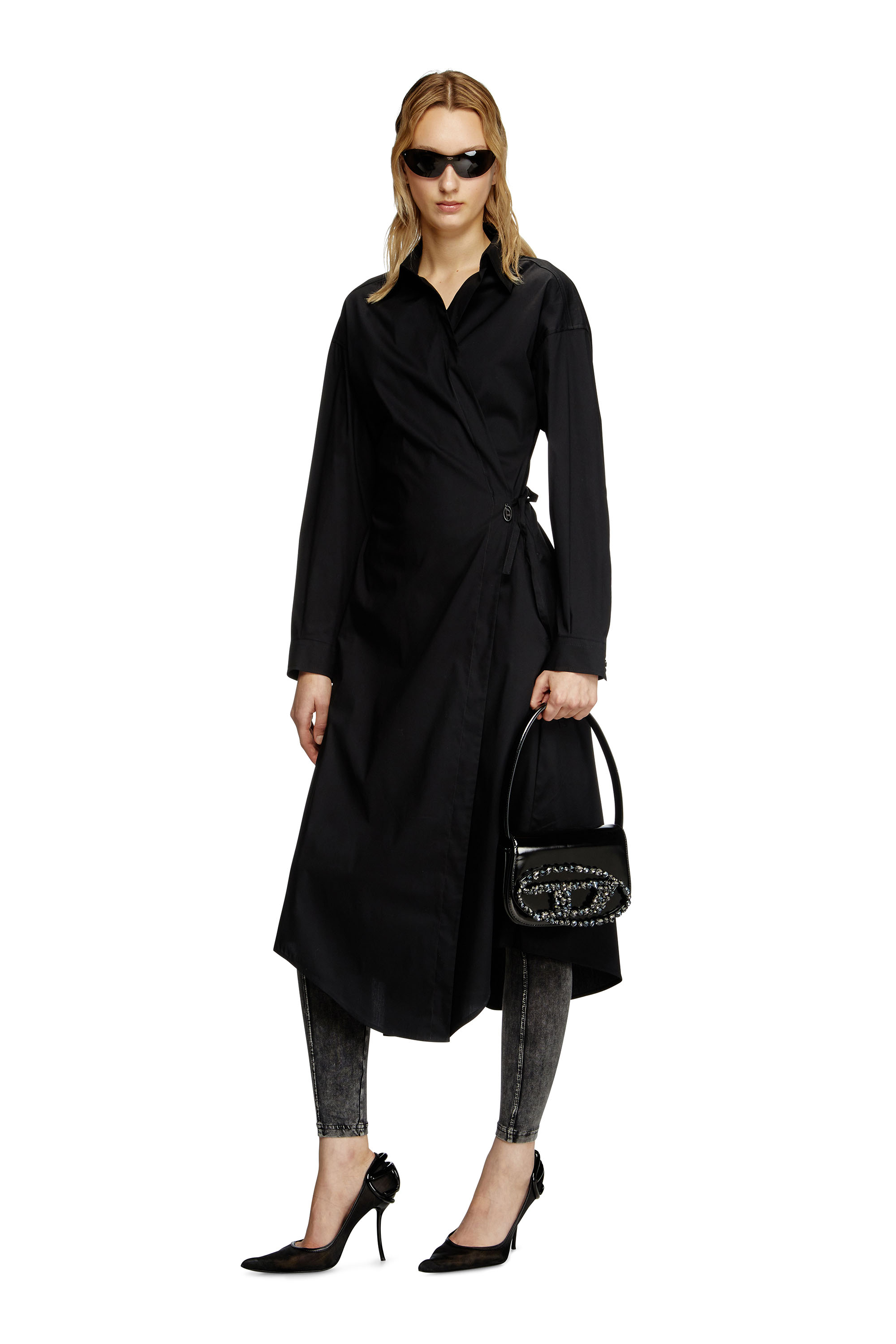 Diesel - 1DR, Damen 1DR-Ikonische Schultertasche aus verspiegeltem Leder in Schwarz - 2
