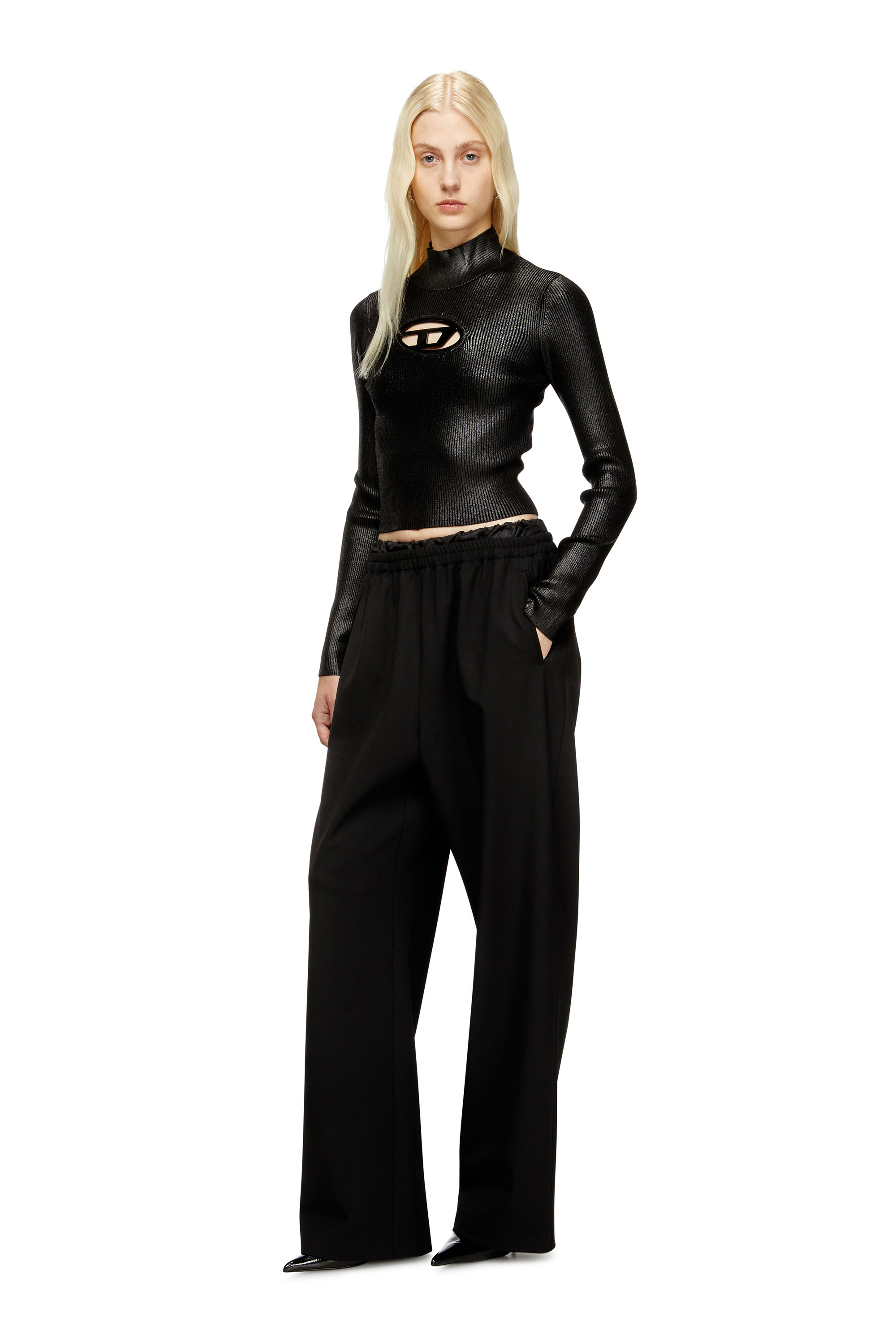 Diesel - P-YRITE-R2, Damen Wollhose mit Kordelzug in Schwarz - 2