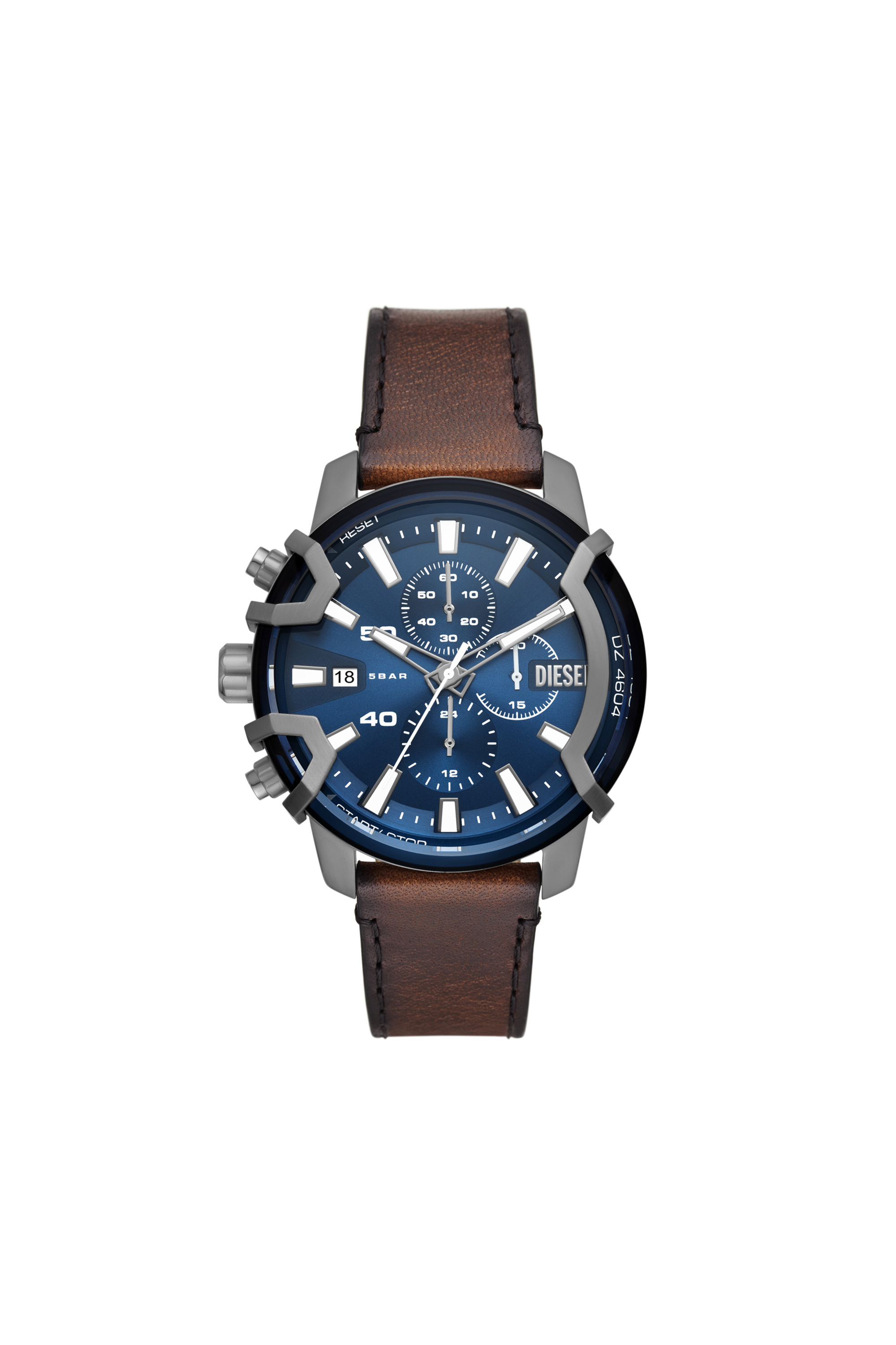 Diesel - DZ4604, Herren Griffed Chronograph mit braunem Lederarmband in Braun - 1