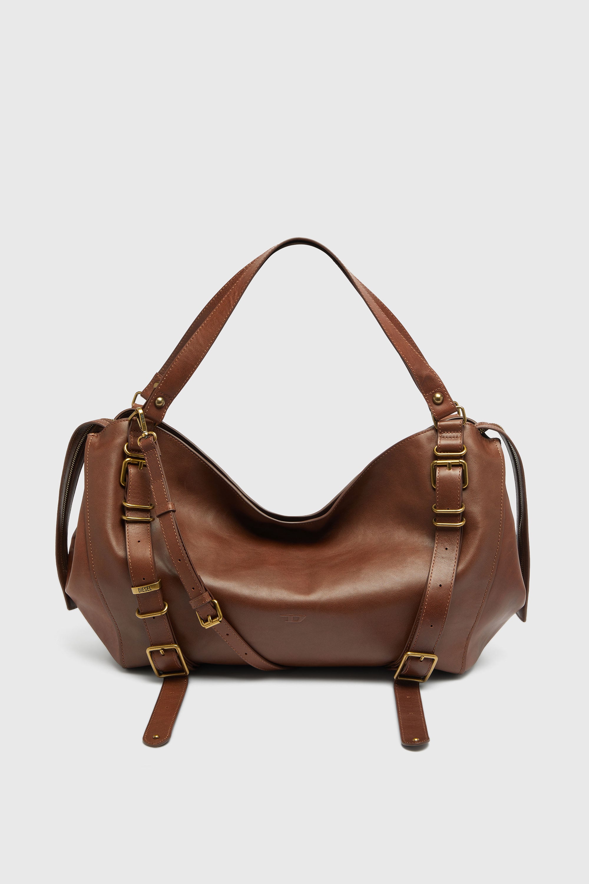 Diesel - D-ONE TOPHANDLE L, Unisex D-One-Large Henkeltasche aus behandeltem Leder in Braun - 1
