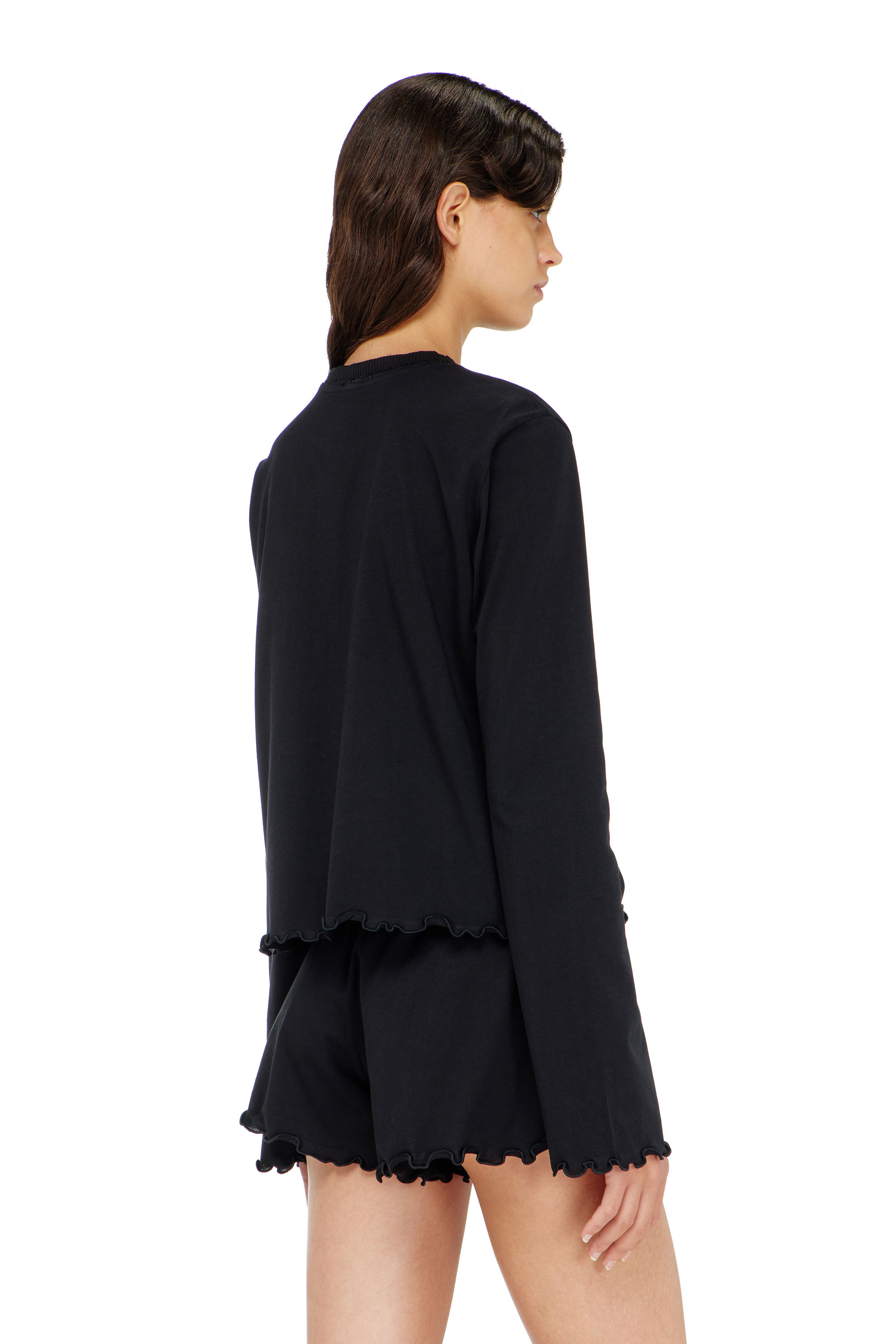 Diesel - SET-LORELAI-D-CORE, Damen Pyjama-Set aus Baumwolle mit Blumen-Detail in Schwarz - 3