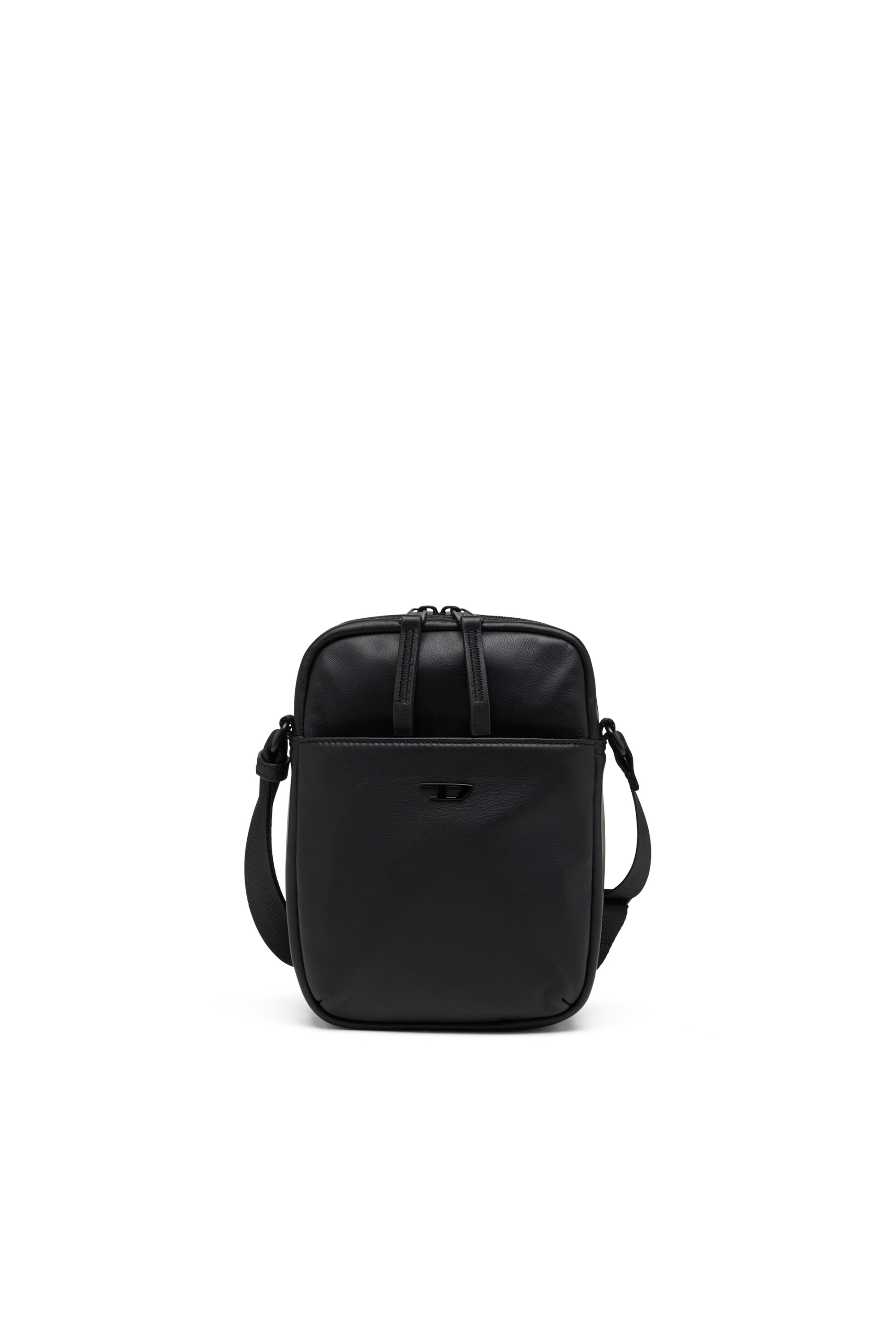 Diesel - RAVE CROSSBODY X, Herren Crossbody-Tasche aus Leder mit Ton in Ton D aus Metall in Schwarz - 1