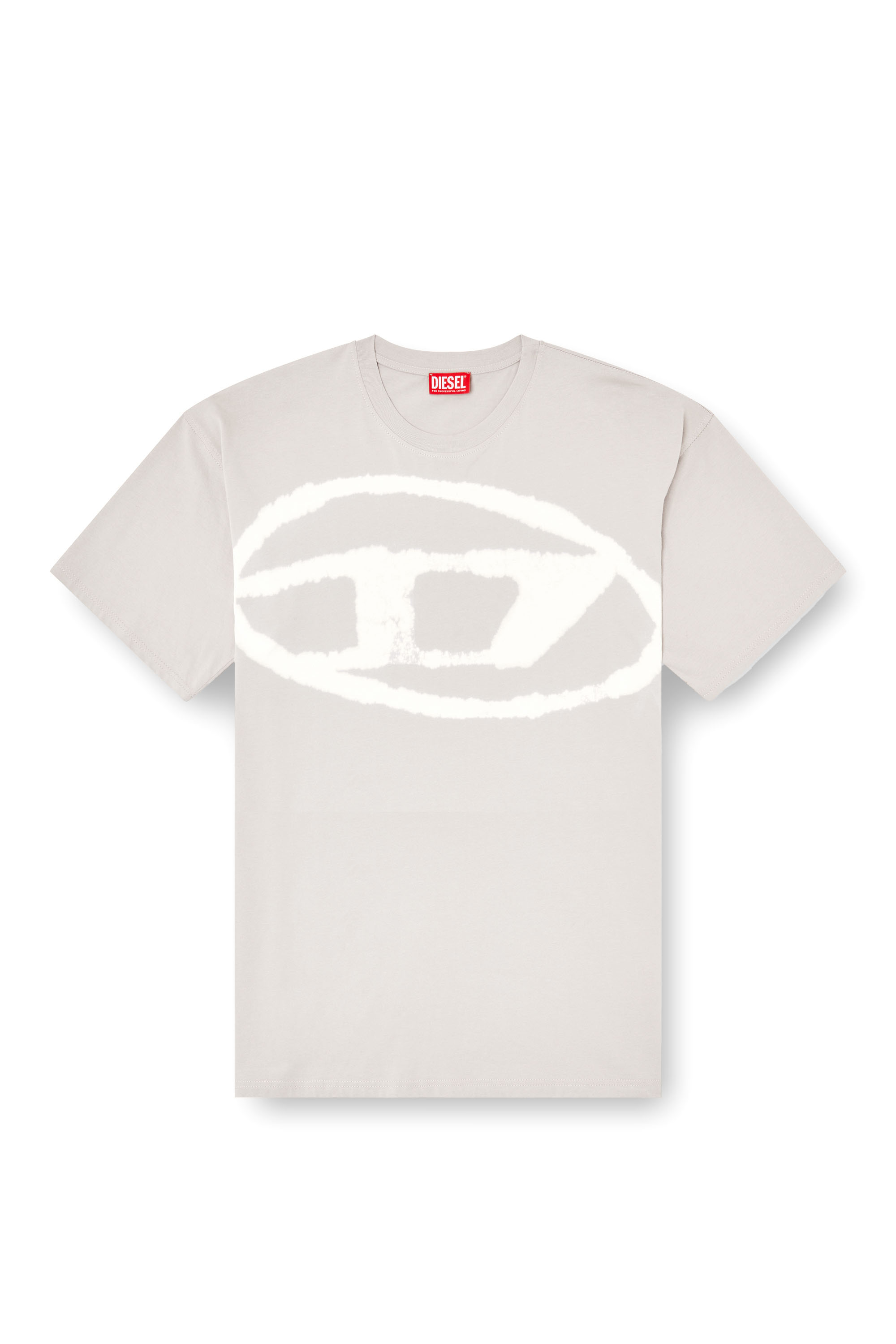 Diesel - T-BOXT-BLEACH, Herren T-Shirt mit gebleichtem Oval D-Logo in Grau - 2