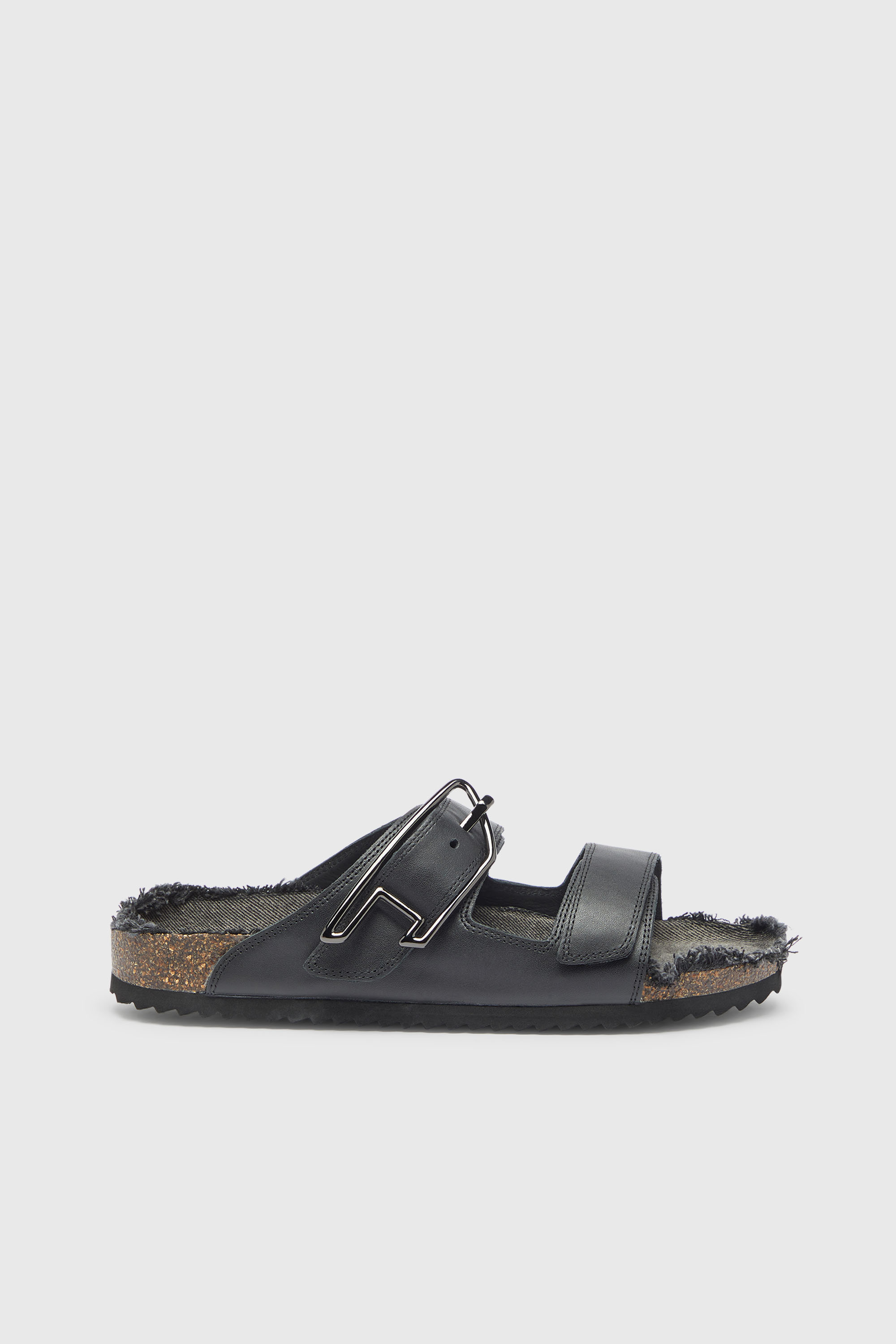 Diesel - D-WOODSTOCK D SANDAL, Herren D-Woodstock - Lederriemen mit Korkfu&szlig;bett in Schwarz - 1