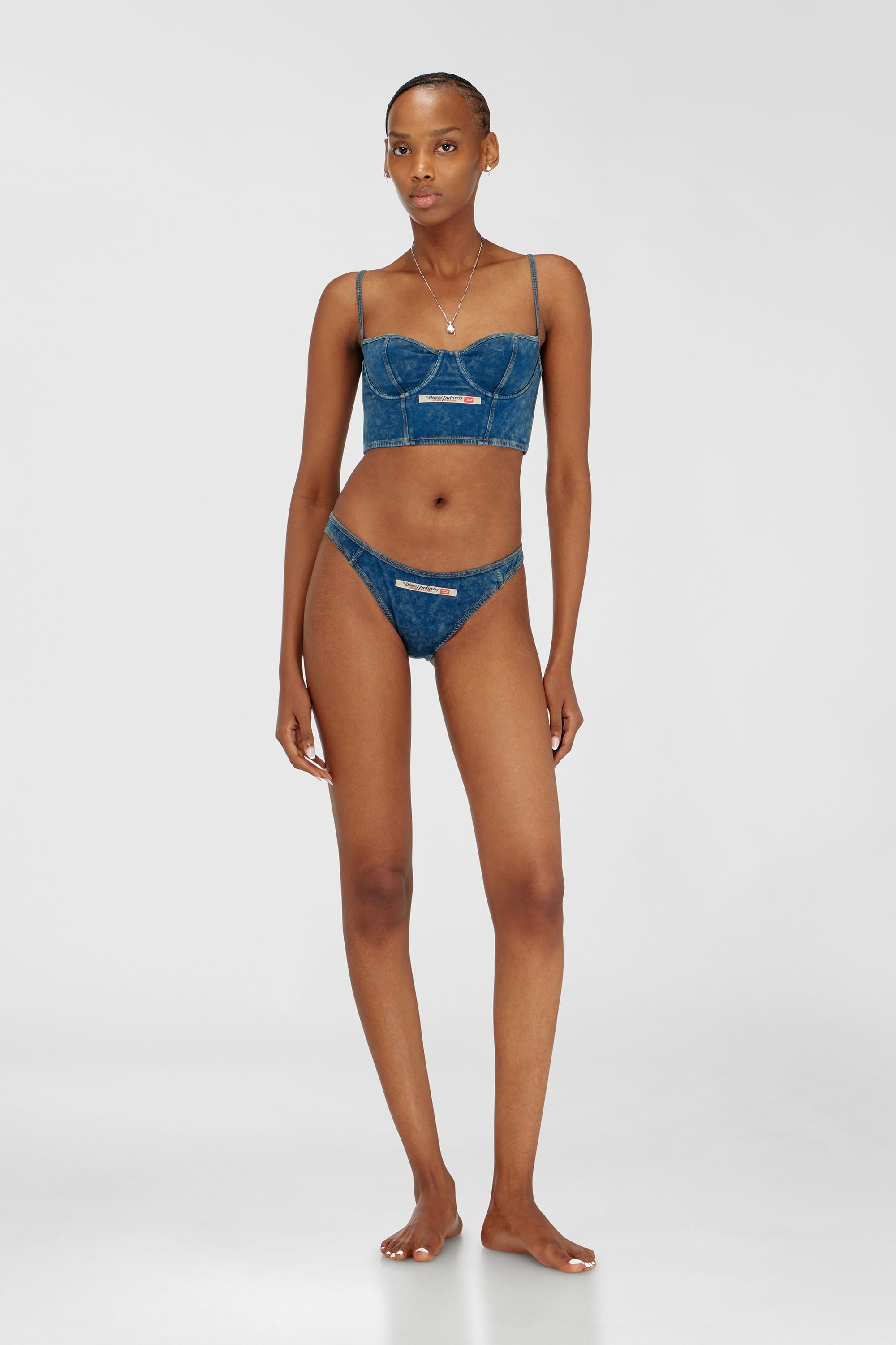 Diesel - SHEILA-DNM, Damen Bustier-Top aus Baumwolle mit Denim-Effekt in Blau - 2