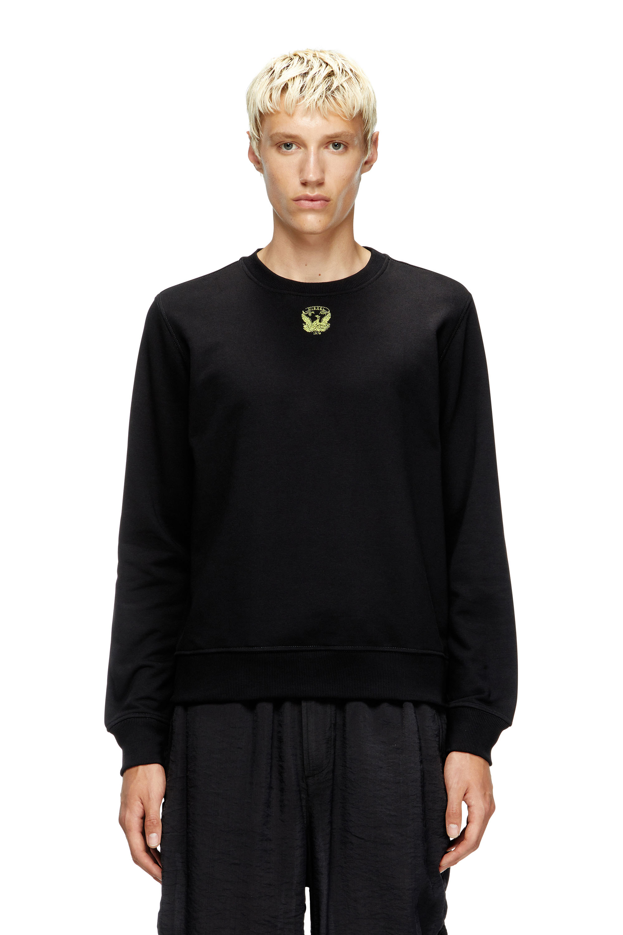 Diesel - S-GINN-T1, Herren Sweatshirt mit gesticktem Phoenix in Schwarz - 1