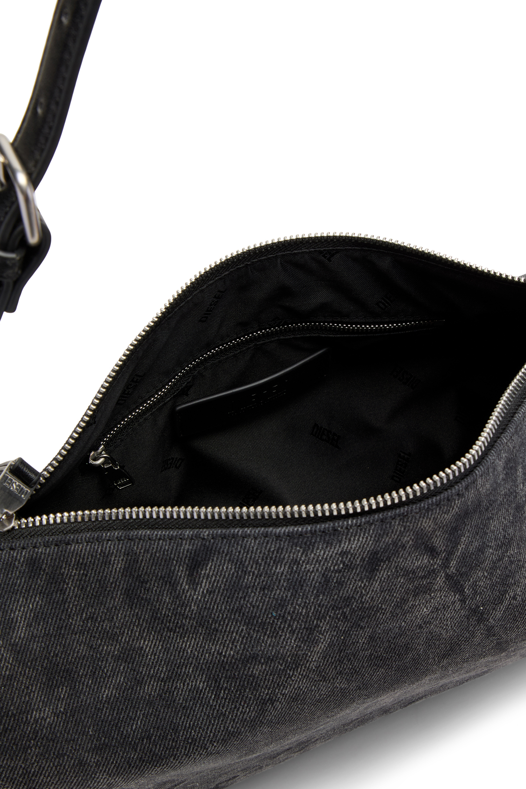 Diesel - LOAD-D SHOULDER BAG X, Unisex Load-D-Shoulder Bag mit transparenten ovalen D-Seiten in Schwarz - 5