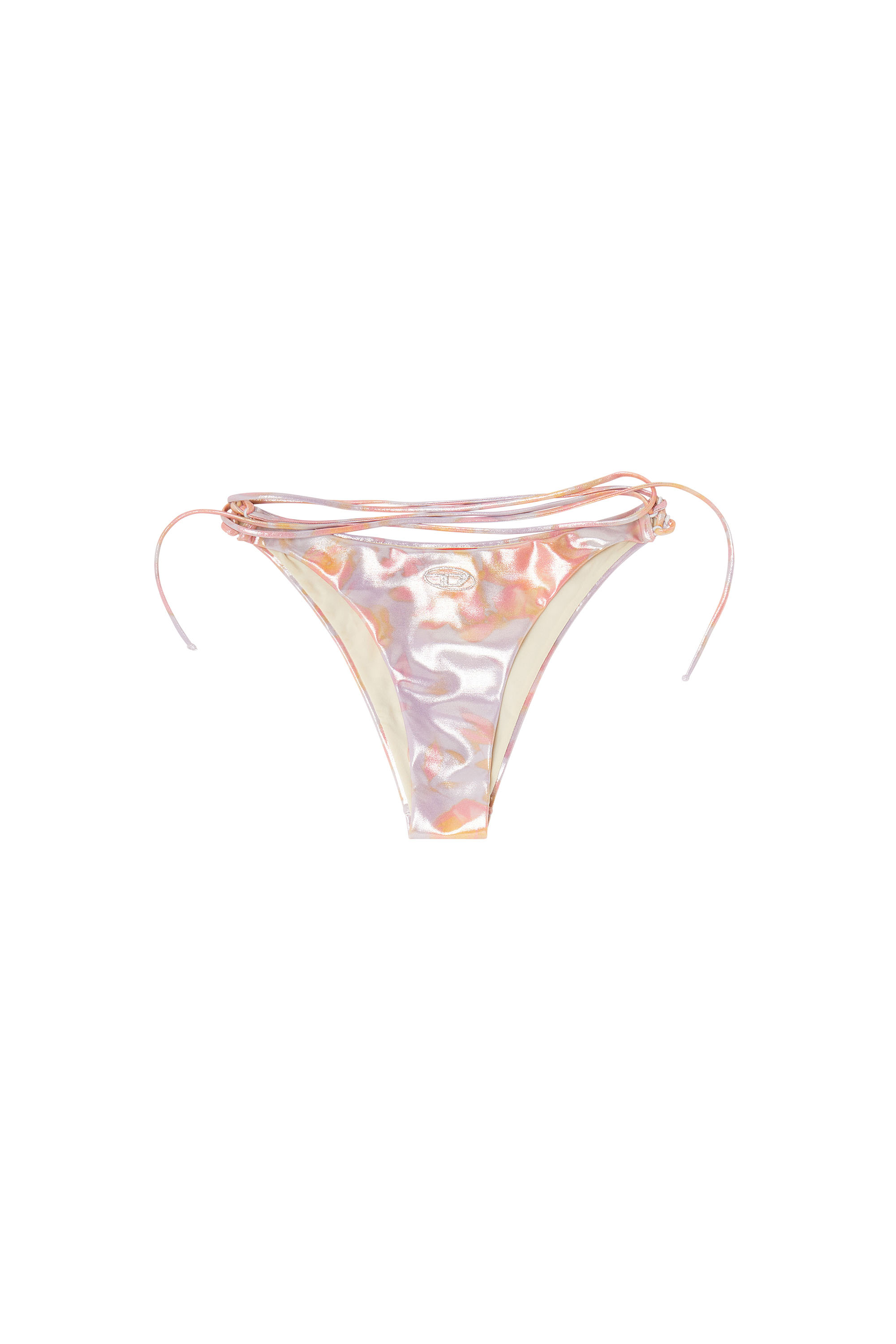 Diesel - GIUSY-UTLT, Damen Metallische Strappy-Bikinihose mit Blumenprint in Lila - 4