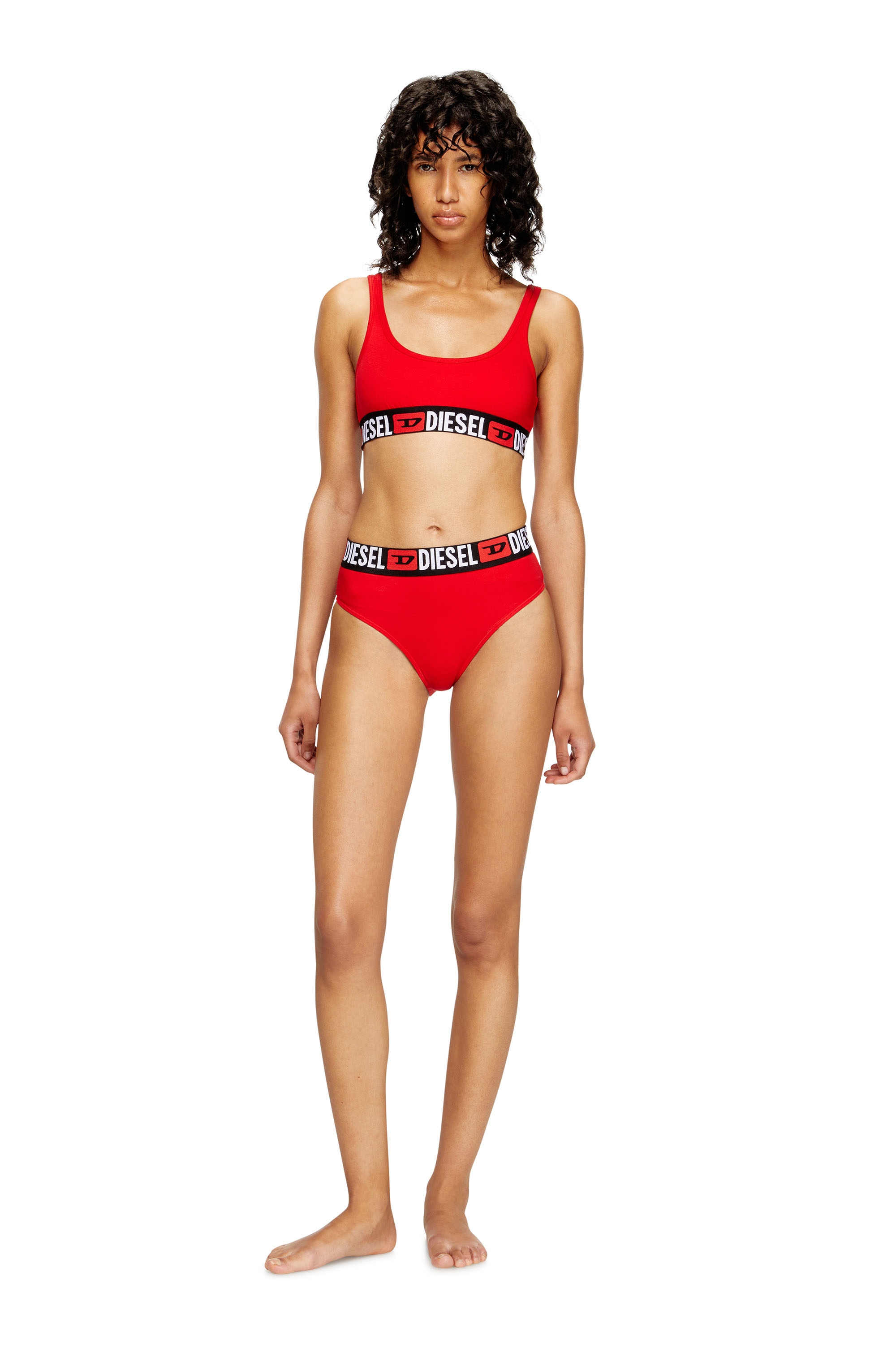 Diesel - UFSB-ORIBA, Damen Bralette mit Logoband in Rot - 1