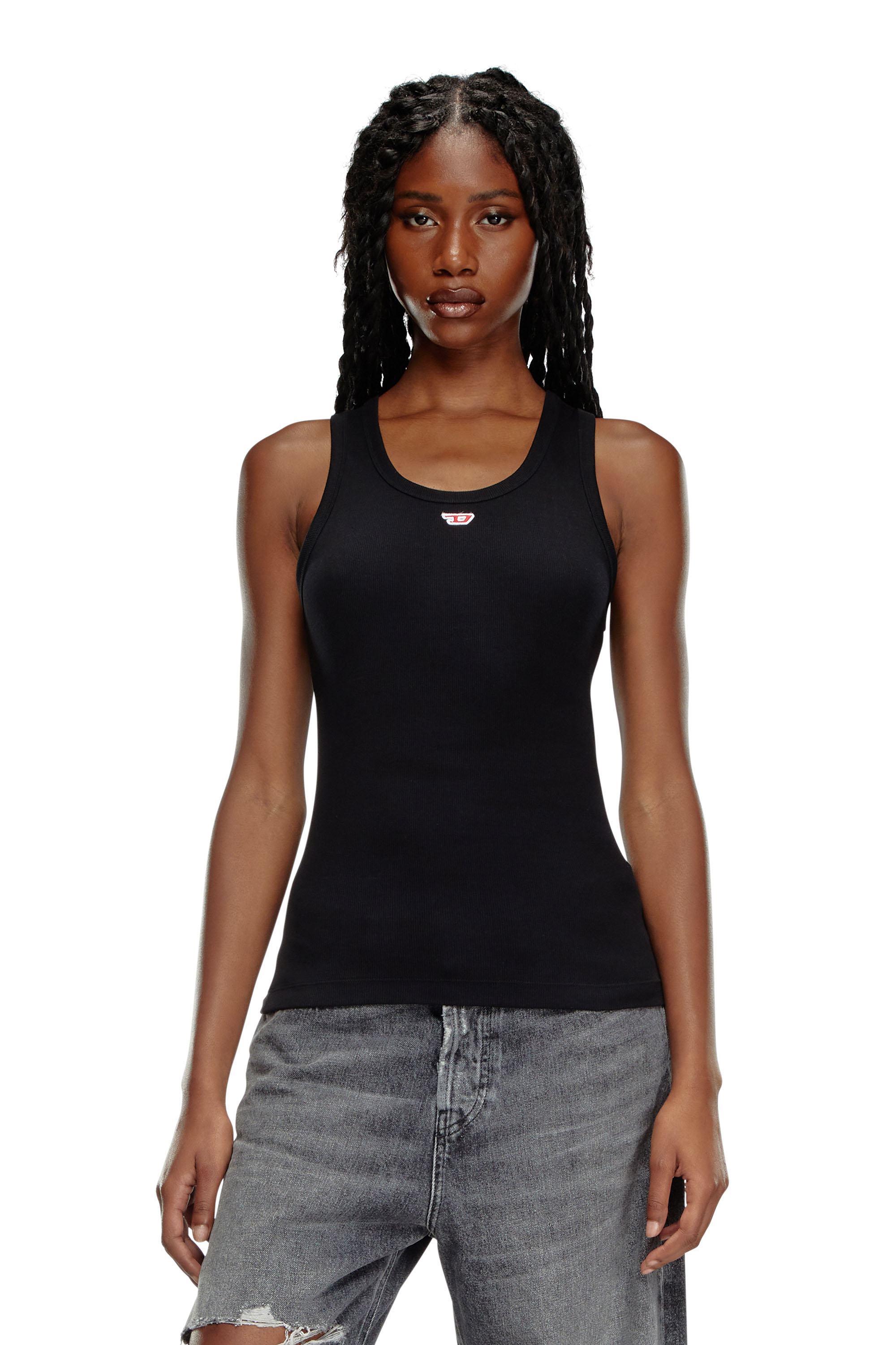 Diesel - T-ANKY-D, Damen Tanktop mit gesticktem D-Logo-Patch in Schwarz - 3