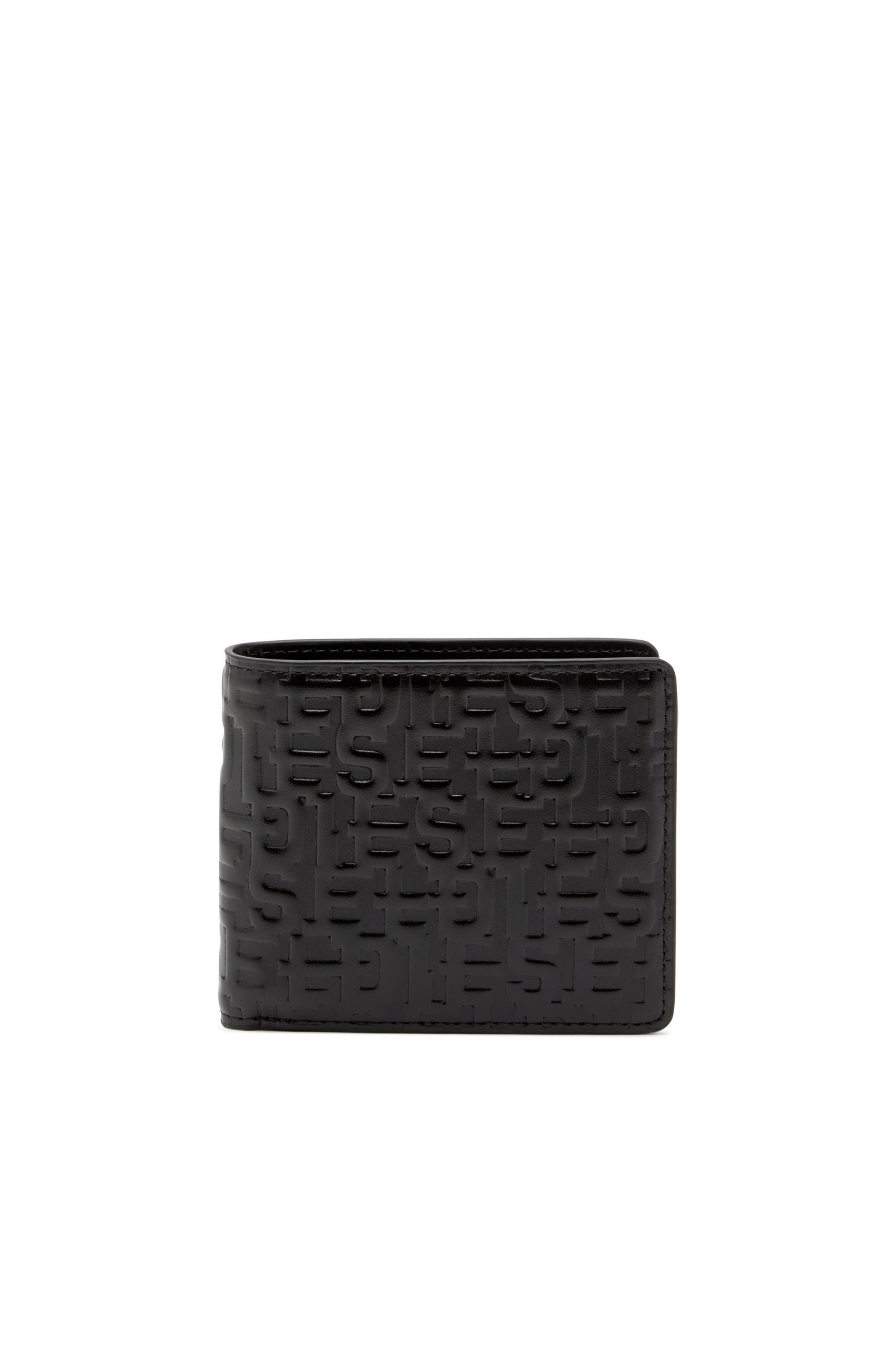 Diesel - PC MONOGRAM BI-FOLD COIN S, Herren Faltportemonnaie aus Monogram-Leder in Schwarz - 1