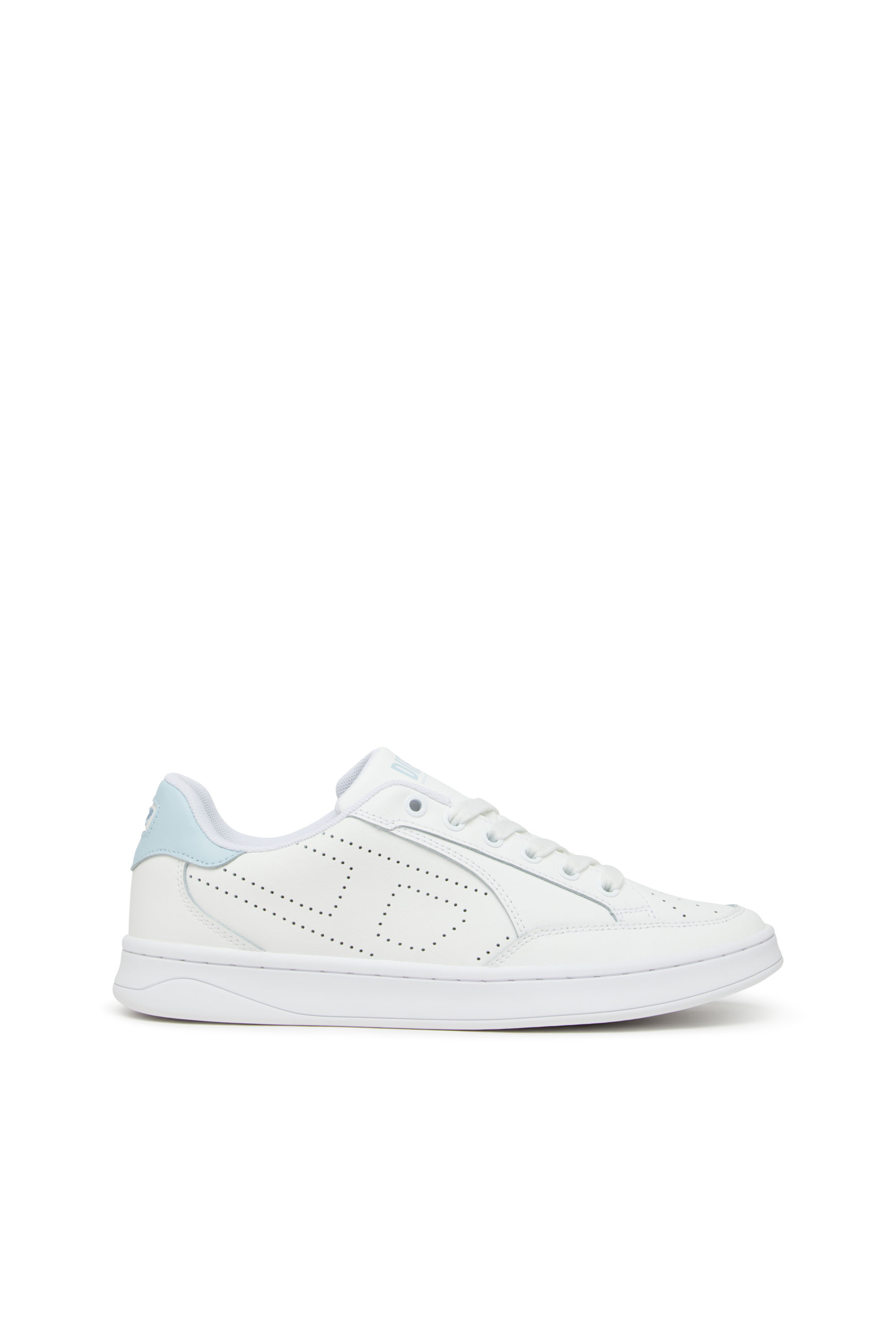 Diesel - S-DAKOTA LOW W, Damen Sneakers aus Leder mit perforiertem Logo in Weiss/Blau - 1