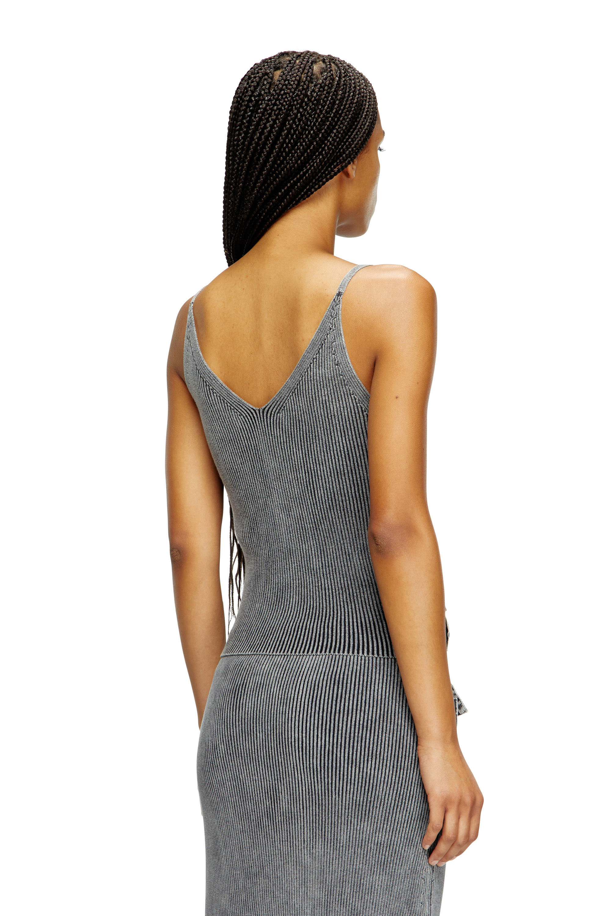 Diesel - M-MELLY, Damen Tanktop aus Strick mit Cargotaschen aus Denim in Dunkelgrau - 4