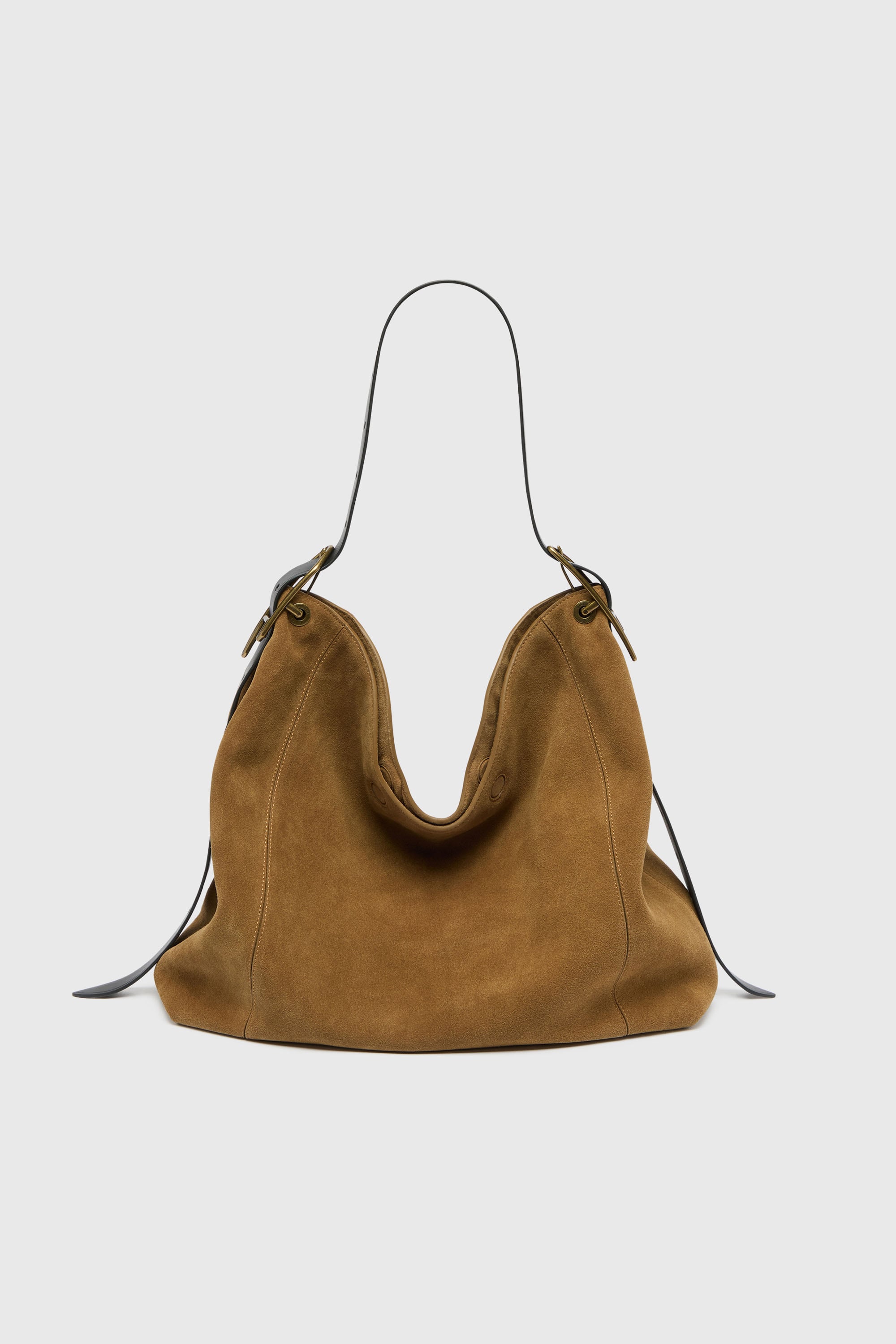 Diesel - D-LINE HOBO L, Damen D-Line Hobo-Tasche aus gewachstem Veloursleder in Hellbraun - 3