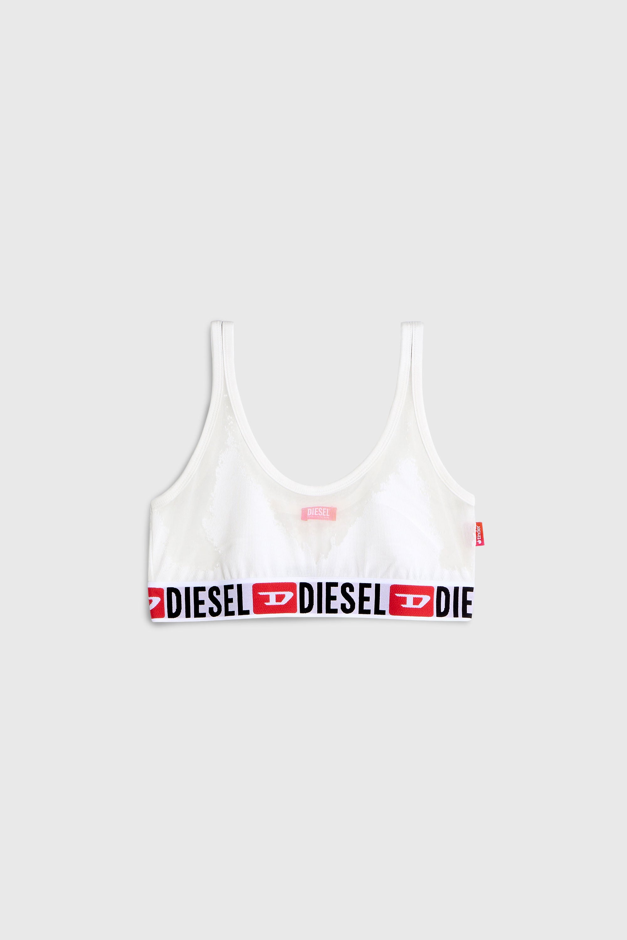 Diesel - PR-ORIBA-D-CORE, Damen Bralette mit transparentem Devor&eacute;-Effekt in Wei&szlig; - 2