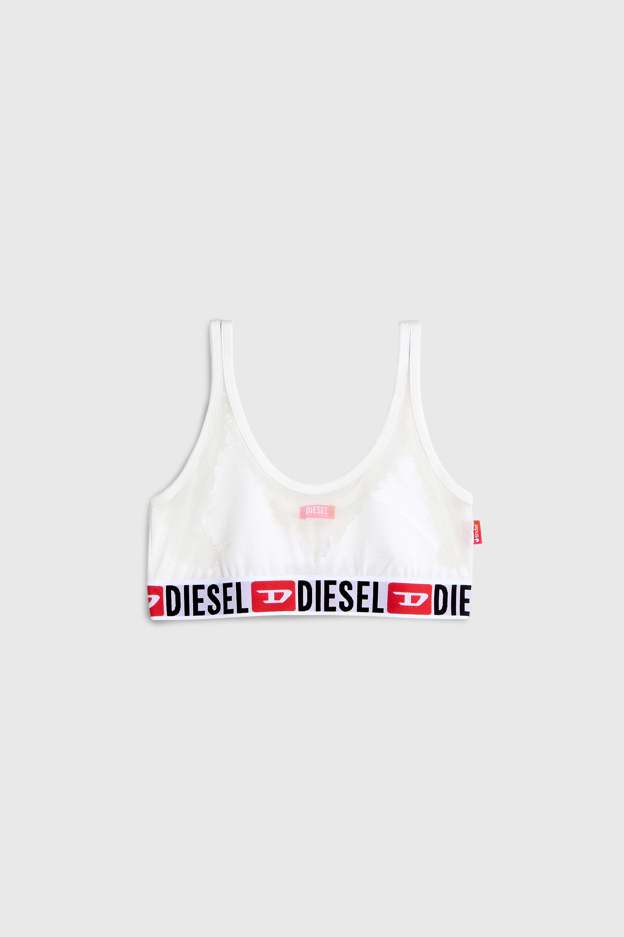 Diesel - PR-ORIBA-D-CORE, Damen Bralette mit transparentem Devor&eacute;-Effekt in Wei&szlig; - 2