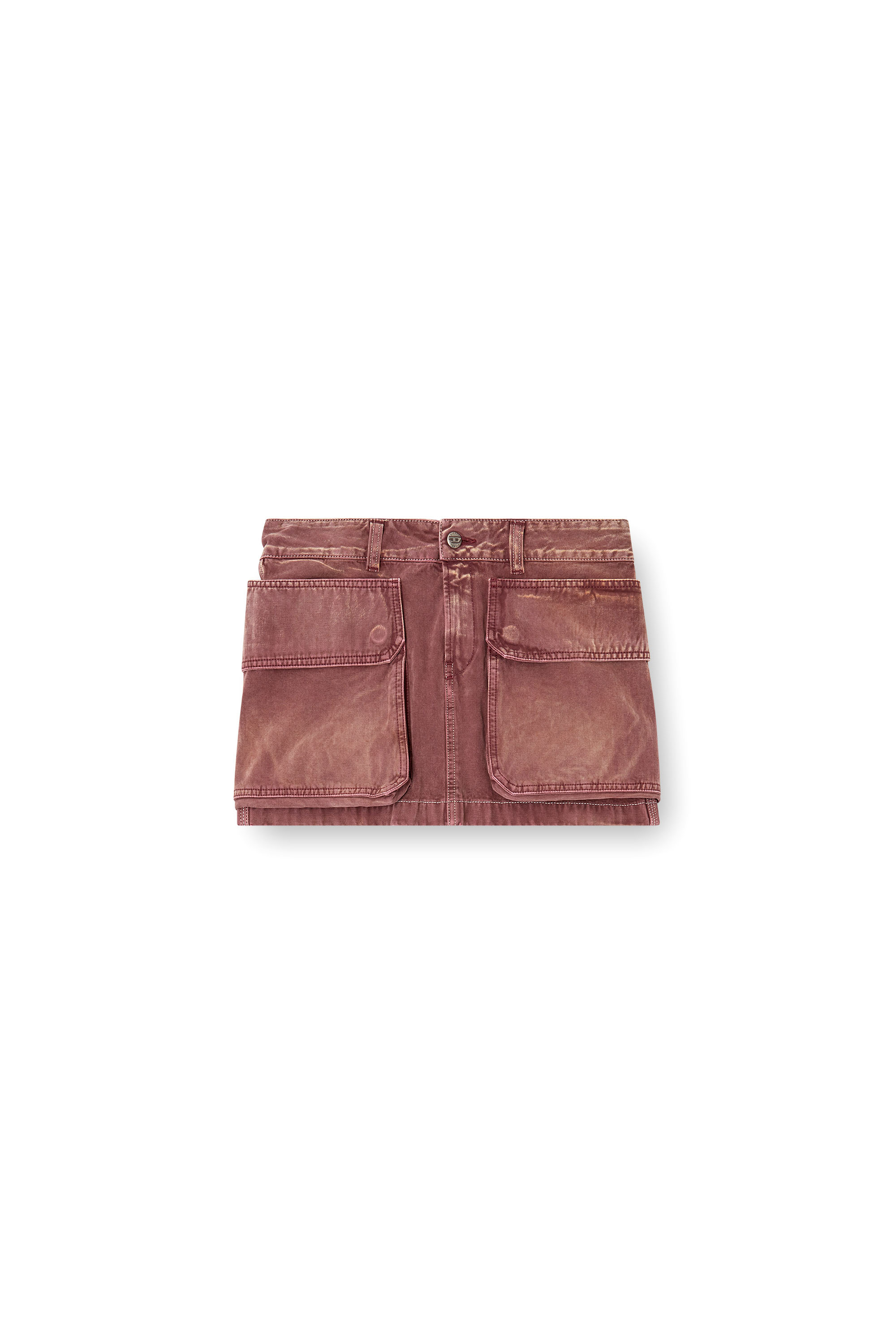 Diesel - DE-TON, Damen Jeans-Minirock mit aufgesetzten Taschen. in Braun - 3