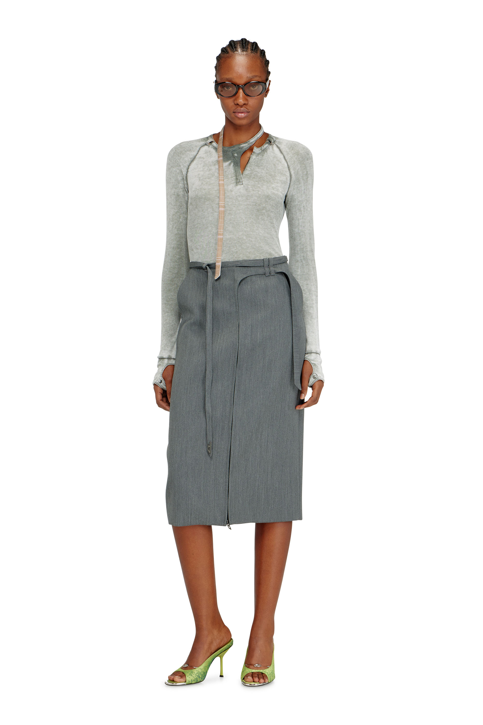 Diesel - T-ECLA, Damen Rippjersey-Top mit Biker-Nackenriemen in null - 2