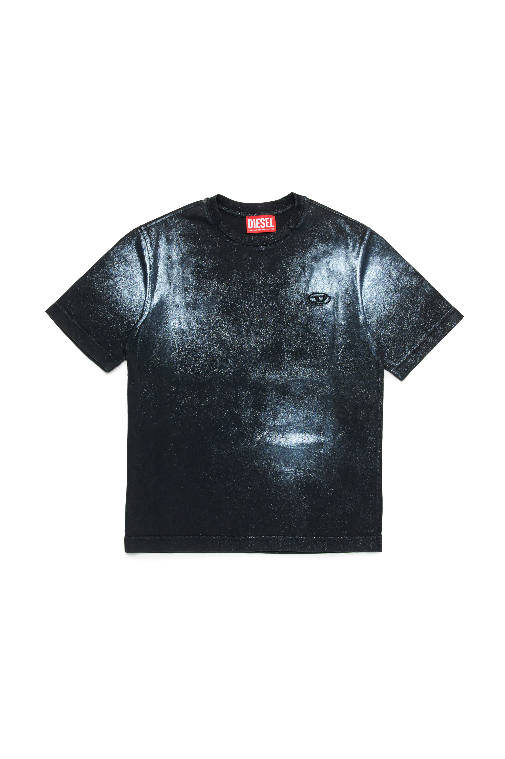 Diesel - TBUXT OVER, Unisex Verblasstes T-Shirt mit Metallic-Effekten in Schwarz - 1